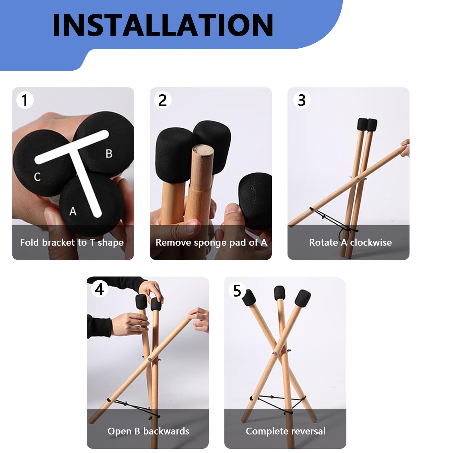 Handpan - Soporte para tambor esencial de madera maciza, triángulo ajustable, extensible, soporte para tambor esencial