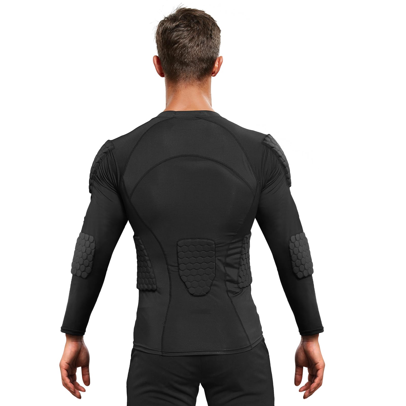 Zicac Maglia da Uomo Imbottita Compressione con Protezione Antiurto, Maniche Corte Maglia Sportiva Equipaggiamento Protettivo Pettorale Protezioni per Esterni/Fitness/Calcio/Basket/Sci/Rugby
