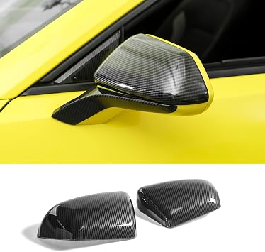 Jimen Compatible with 2017-2021 Chevrolet Camaro, Car Outside Door Mirror Caps Rearview Mirror Cover Trim Carbon Fiber