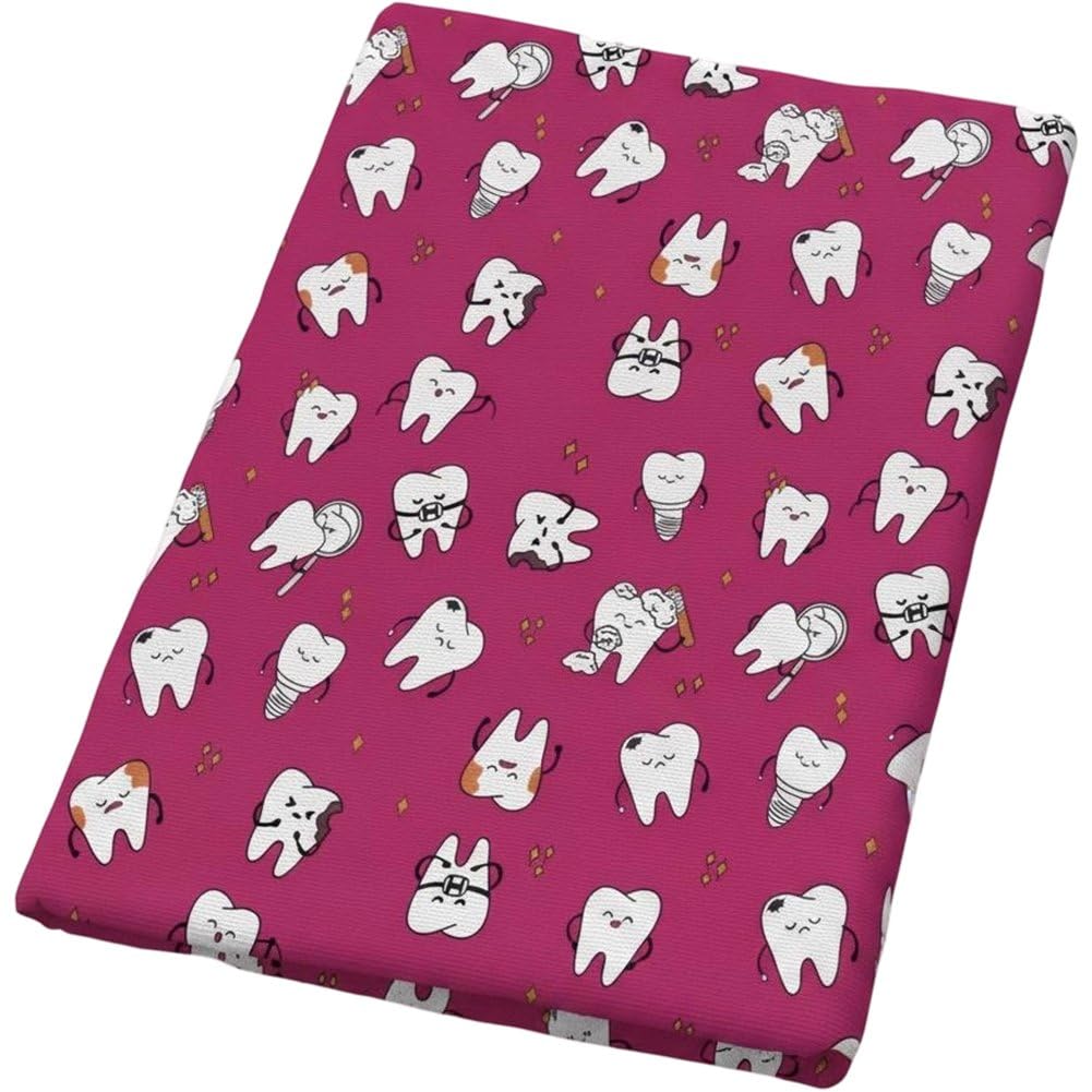 Sslvya Tooth Pattern Fabric, Tooth Print Decorative Fabric for Sewing, Quilting, Crafts, Diy Projects