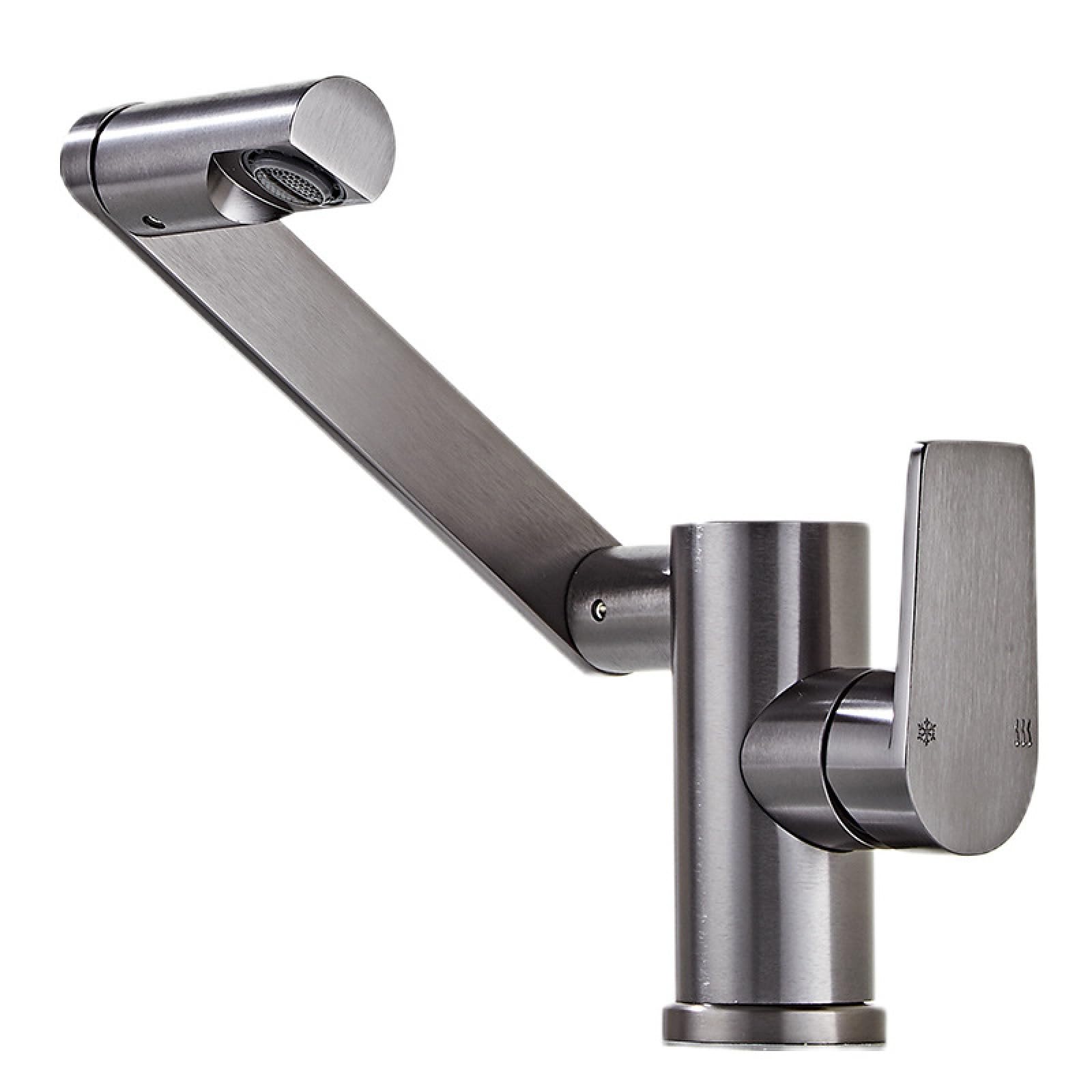 Fanjubei Gunpowder Gray Aluminum Alloy Hot And Cold Basin Faucet, Gun Gray