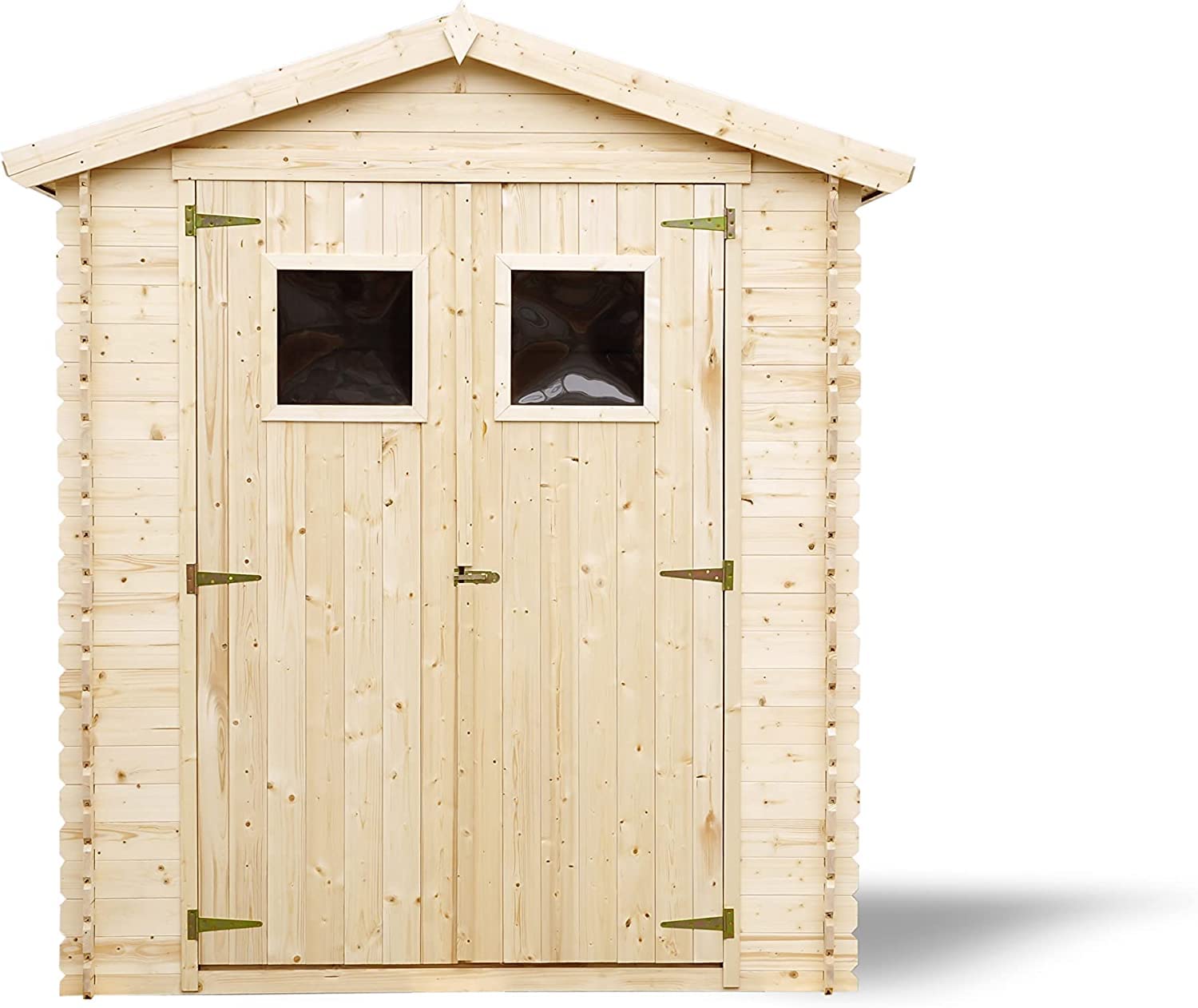 Holzhaus Gartenhaus TIMBELA M367+M367G - Gartenschuppen Holz mit Boden Imprägnierte B196xL136xH218 cm/ 1.98 m2 Lagerschuppen für Garten - Fahrrad Schuppen - Wasserfestes Dach