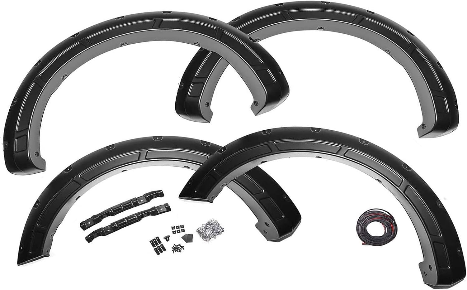 Rough Country Defender Fender Flares for Ford F-150 (2015–2020) – 2" Extra Tire Coverage, 6" Flare Height, UV-Protected Korad ABS, Paintable Matte Black