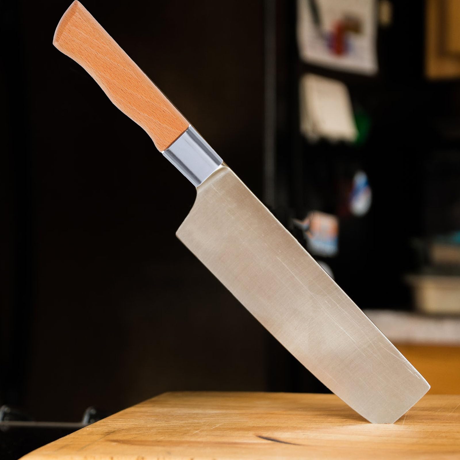 Mango de Madera de Haya para Cuchillo, Tirador Repuesto Ergonómico con Diseño de Pájaro Plateado, Accesorio Manual para Reparación y Fabricación de Cuchillería, Pequeño