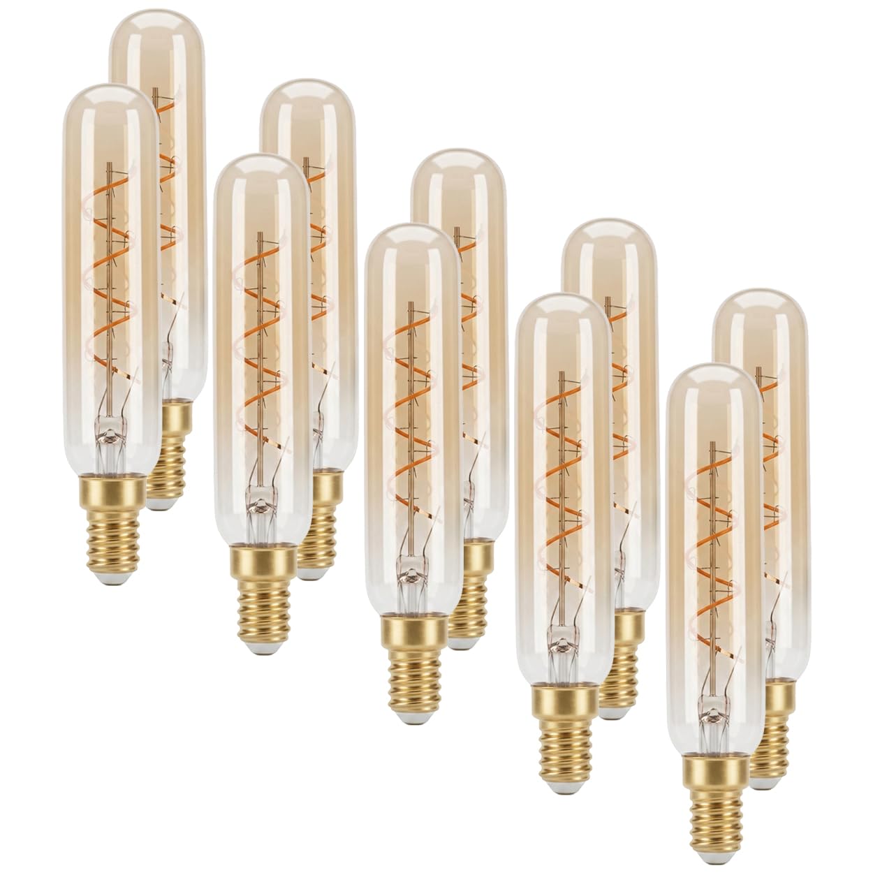HOFSTEIN E14 LED Warmweiss Glühbirne 10er Set Vintage Glühbirne E14 Leuchtmittel 4W Ersatz Für 25W, Dekorative Längliche Retro Lampe Aus Glas Für Stimmungsvolle Akzentbeleuchtung T25