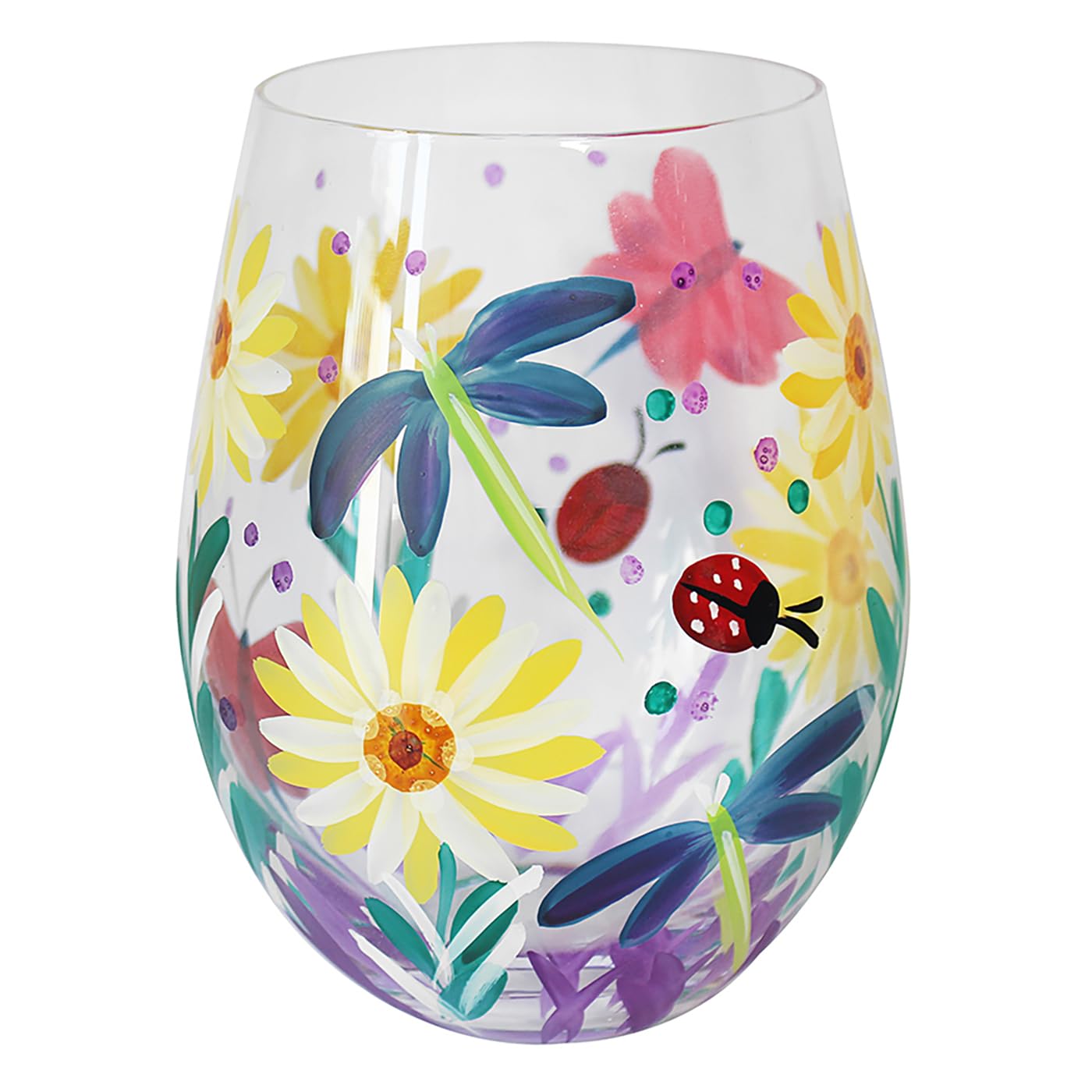 Lesser & Pavey Cottage Garden Stemless Glass | Lovely Gift for Women & Men | Designed By Lynsey Johnstone | Luxury Wine Glass for Every Occasions