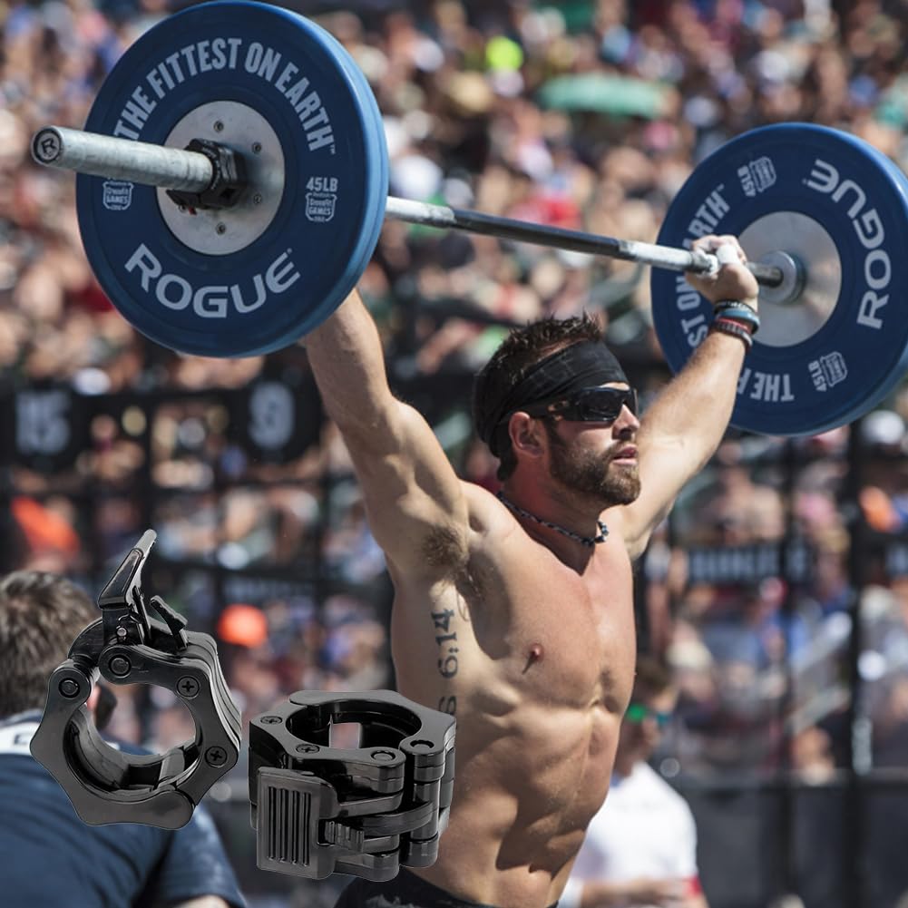Cerioll Barbell Clamps, Collier Bague De Serrage Haltères, Bague De Serrage Haltère Dégagement Rapide, Clips De Barre Noir, Antidérapant, pour Sport, Fitness, Entraînement