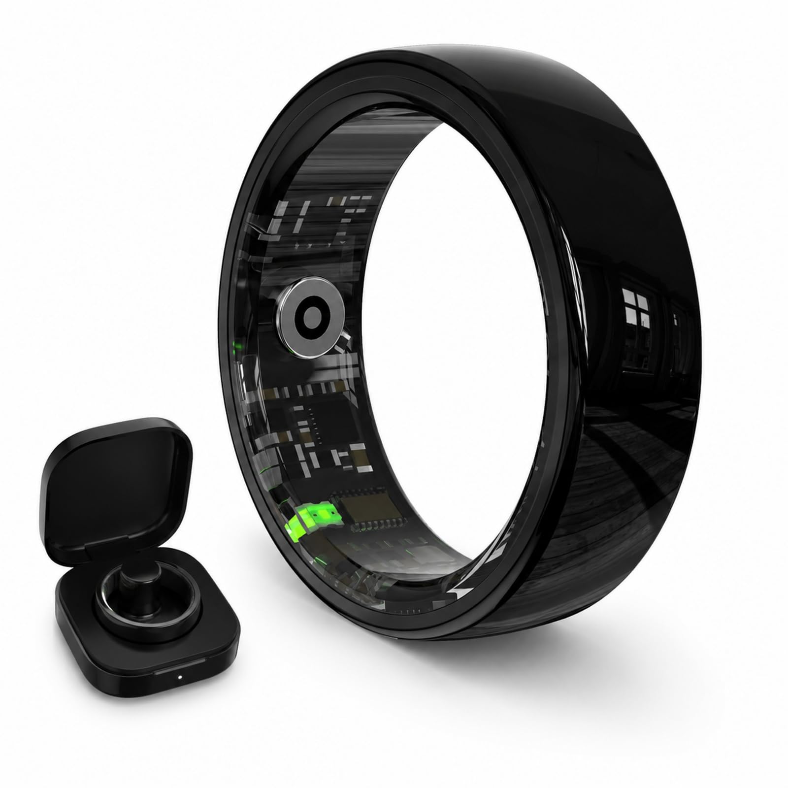 Smart Rings for Couples，Health Rings for Men & Women, 24/7 Track Heart Rate, Sleep, SpO2, Stress, HRV & Cycles. 5ATM Waterproof, iOS/Android, No Subscription. (Black, 10 (20mm))-image-49