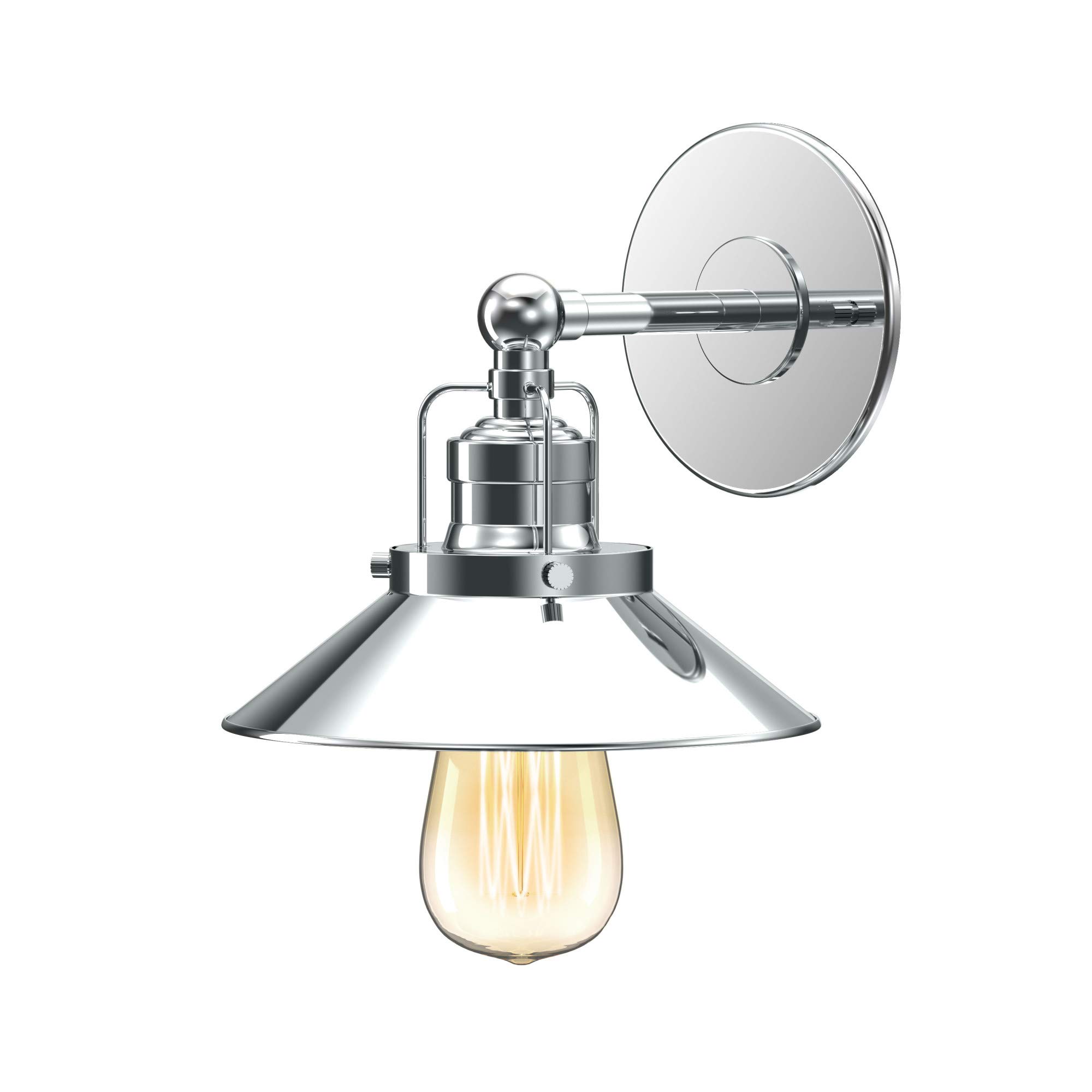 Gatco 1710 Modern Farmhouse Retro Single Metal Sconce, Chrome/Wall Mounted 10.50" H x 7" W Light Fixture / 1-Wall Light, Metal Sonce in Chrome