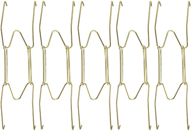 sourcing map Plate Hanger, 8-inch W Type Zinc Plated Invisible Wall Decorative Hooks, 5 Pcs
