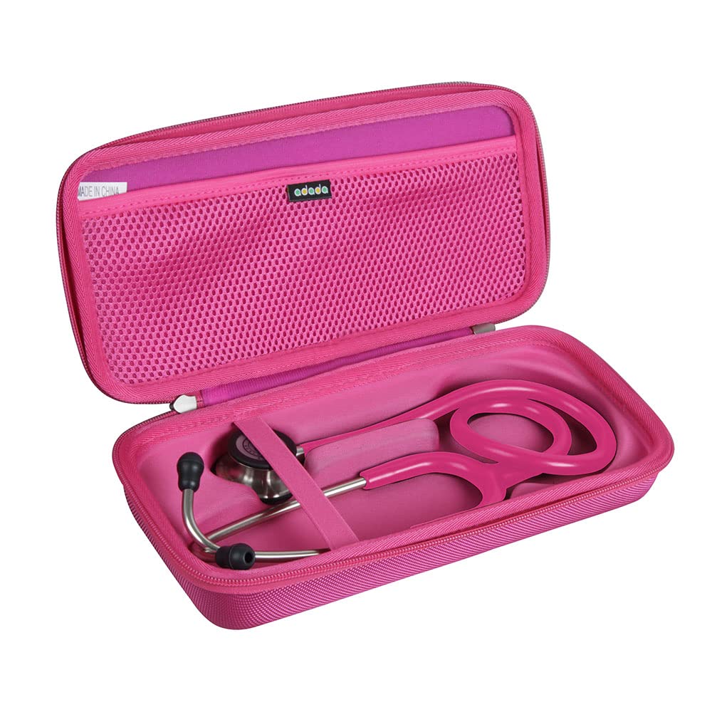 Adada Hard Travel Case for 3M Littmann Classic III Monitoring Stethoscope (Plum Red)