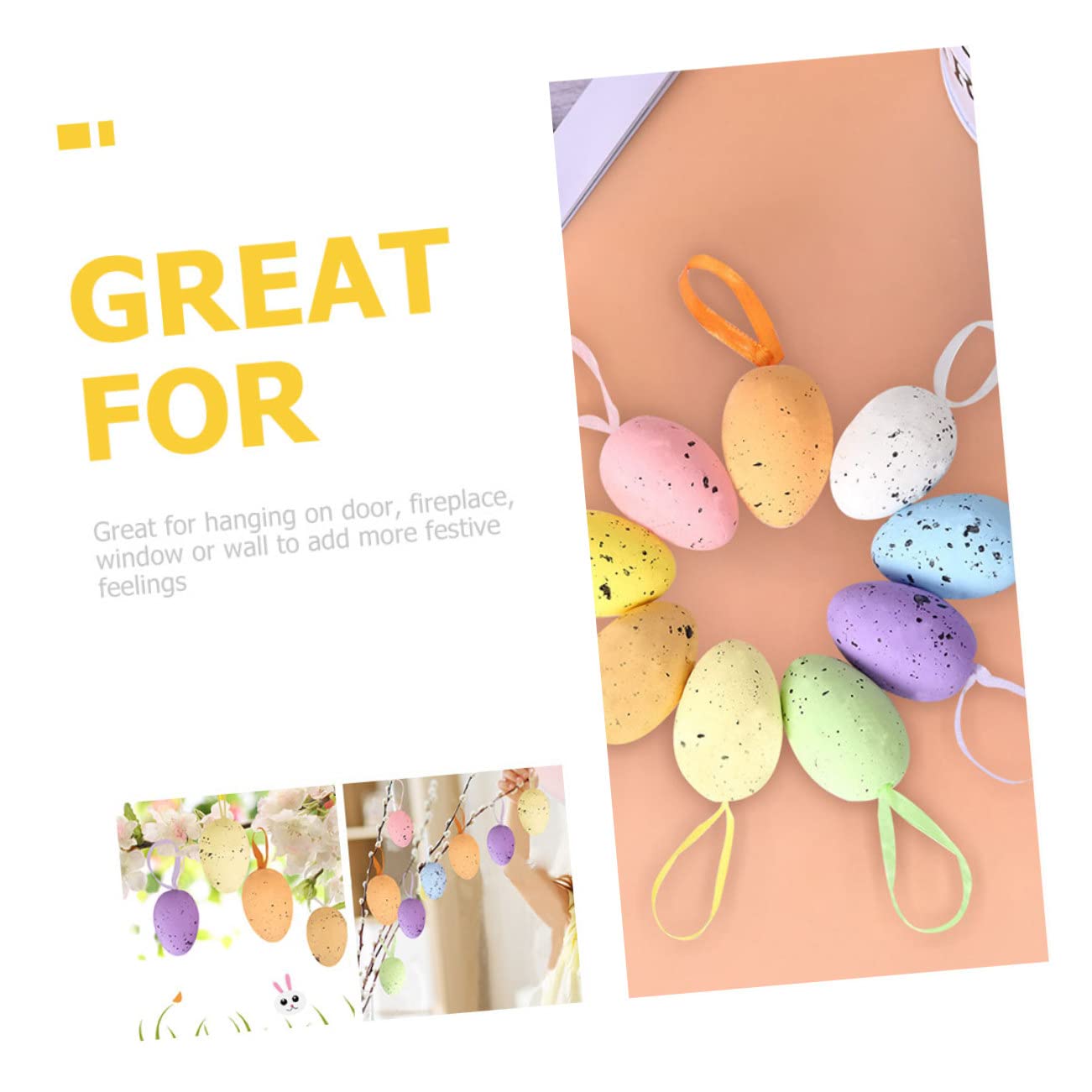 Cabilock 90 Pièces Oeufs De Pâques Artisanat Oeuf De Pâques Oeuf De Pâques Pailleté Suspendu Oeuf De Pâques Ornements De Pâques pour Arbre Décoratif Décor De Pâques Ornements Décoratifs