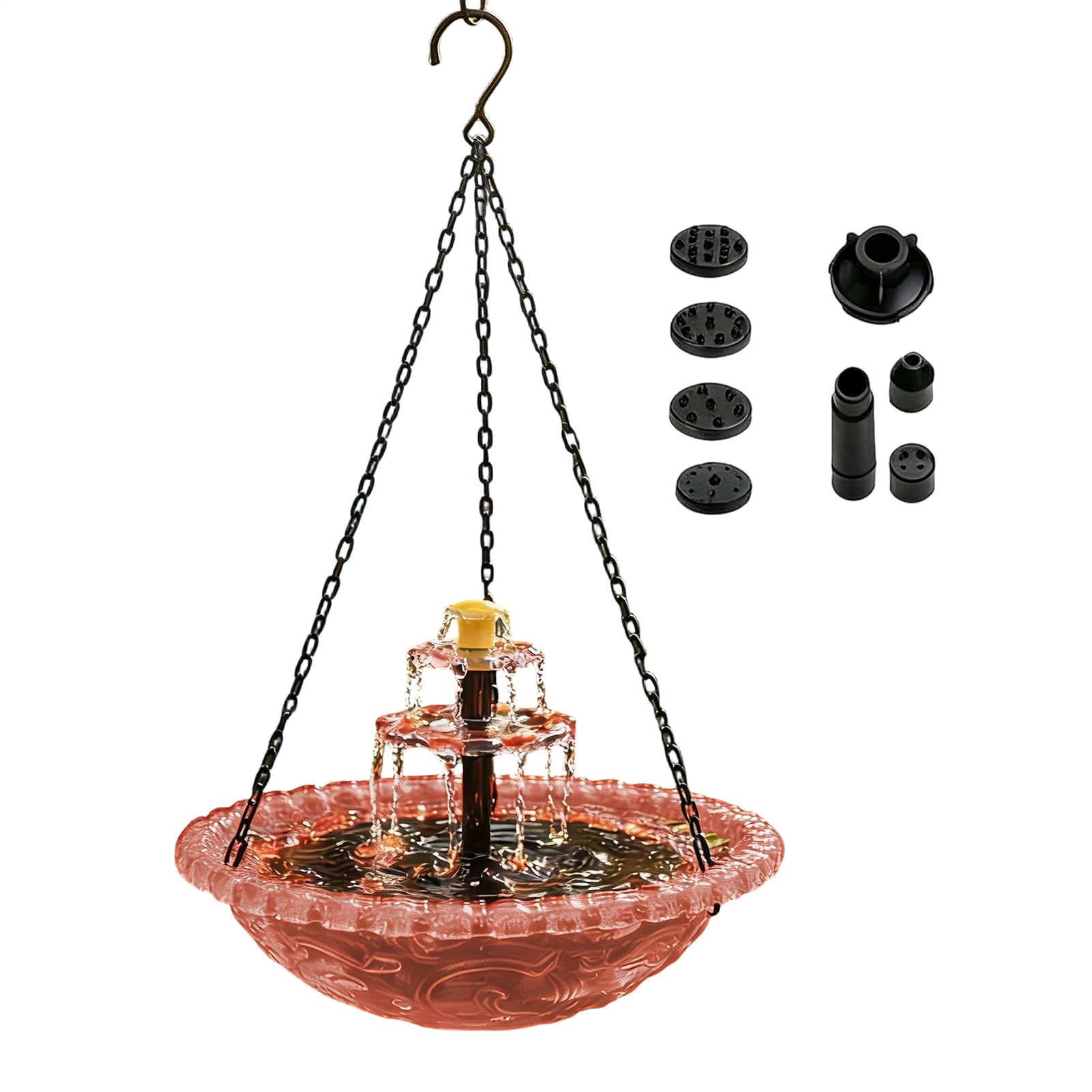 Décoration de jardin avec fontaine solaire pour terrasse et balcon fleuri