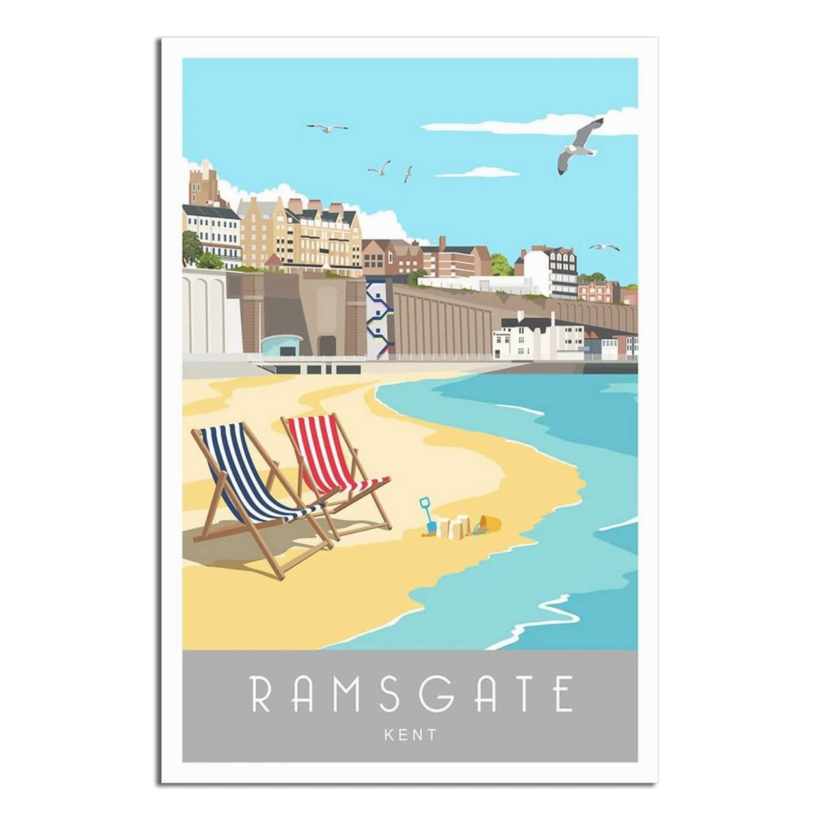 Uejd Unframe-Style Vintage Ramsgate Beach Kent Travel Poster Decorative Posters Modern Bedroom Canvas Art Poster Picture Painting Posters Wall Decor Art Gift