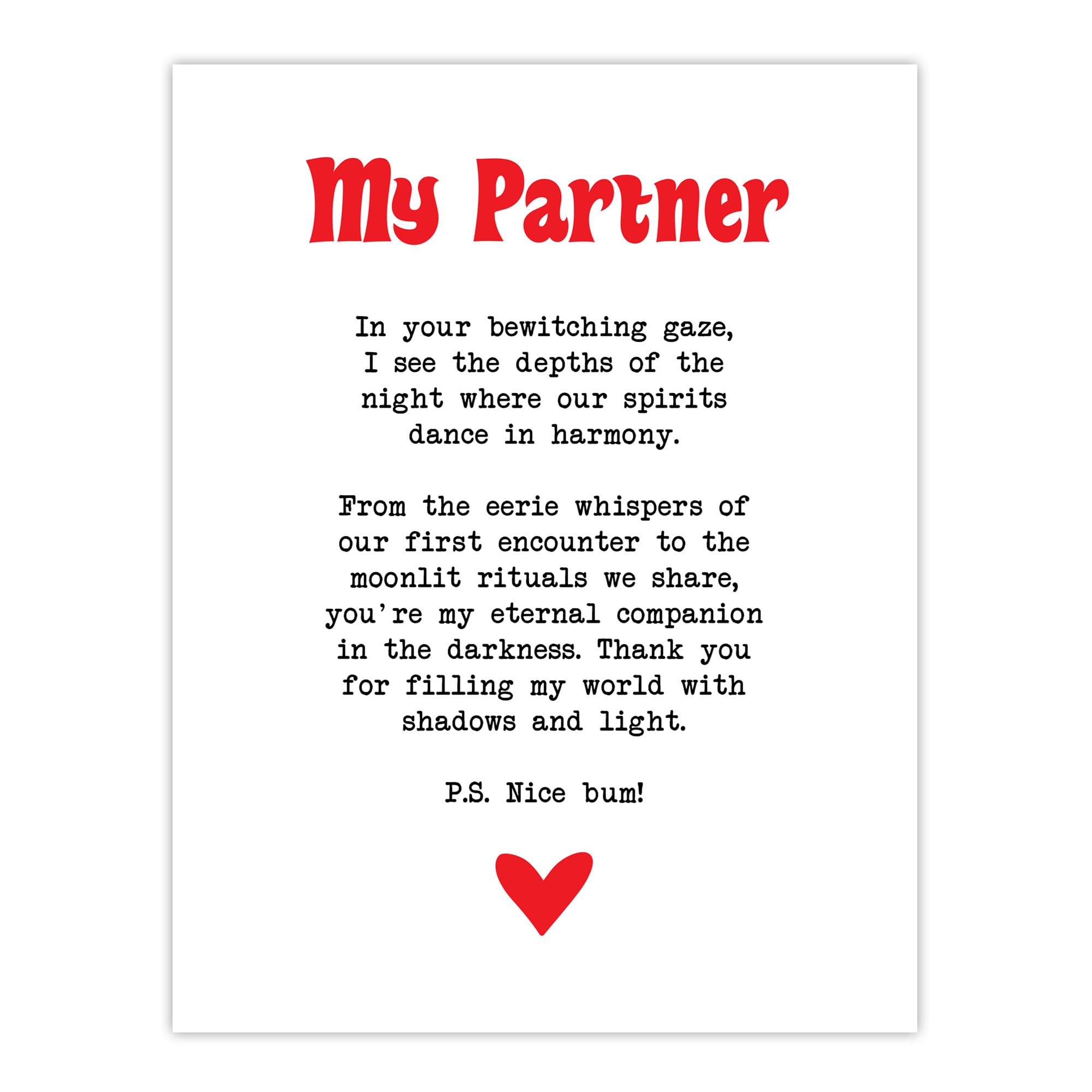 Artery8 Love Poem Goth Partner Romantic Poetry Fun Bedroom Large Wall Art Poster Print Thick Paper 18X24 Inch
