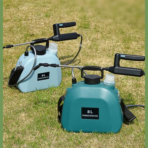 8L Batterie Betriebener Sprayer, Garten-Sprayer mit Rutsch Festigkeit Griff, 2000mAh Batterie Betriebene Sprayer mit Schulter Gurt, 3 Nebel Düsen, für Rasen, Garten, Hof, (Grün)