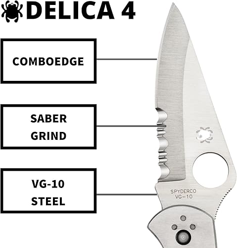 Miniatura 9 de Cuchillo de borde plano Spyderco Delica4ligero FRN para terreno plano