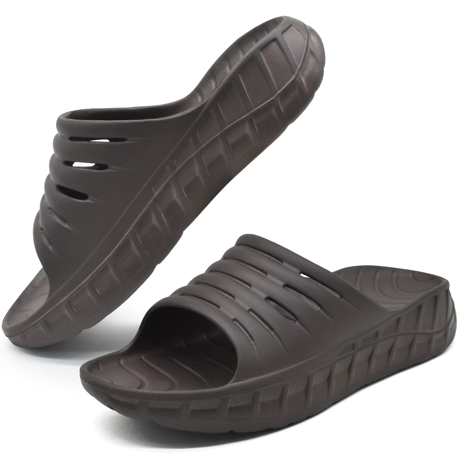 GPOS Mens Sport Recovery Sandals Plantar Fasciitis Thick Cushion Slides Sandals Lightweight Comfort Orthotic Slippers