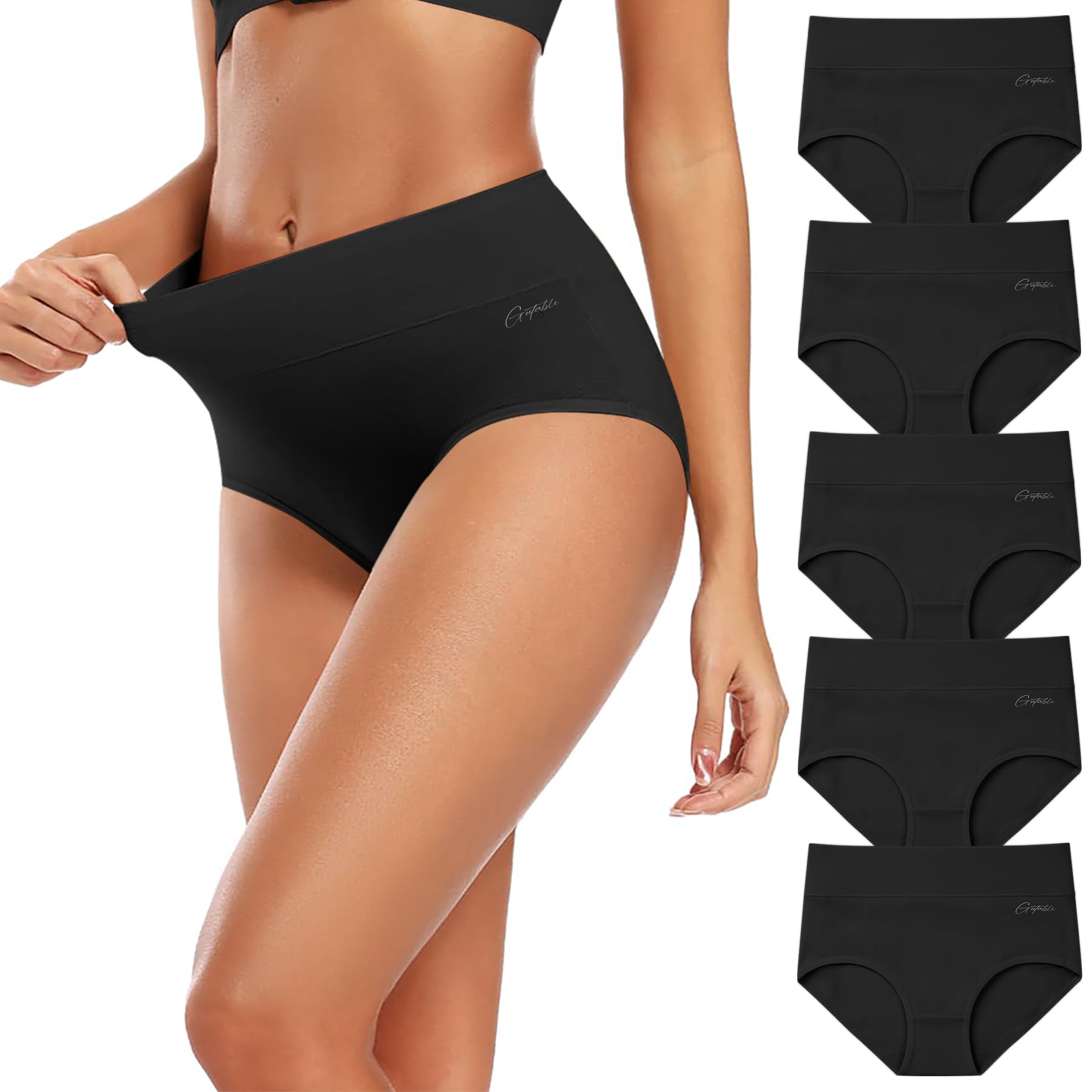 Gutable Unterhosen Damen 5er Pack–Hohe Taille Baumwolle Slips, Stretch & Atmungsaktive Panties, Weiche Unterwäsche für Frauen (Gr.S-3XL)