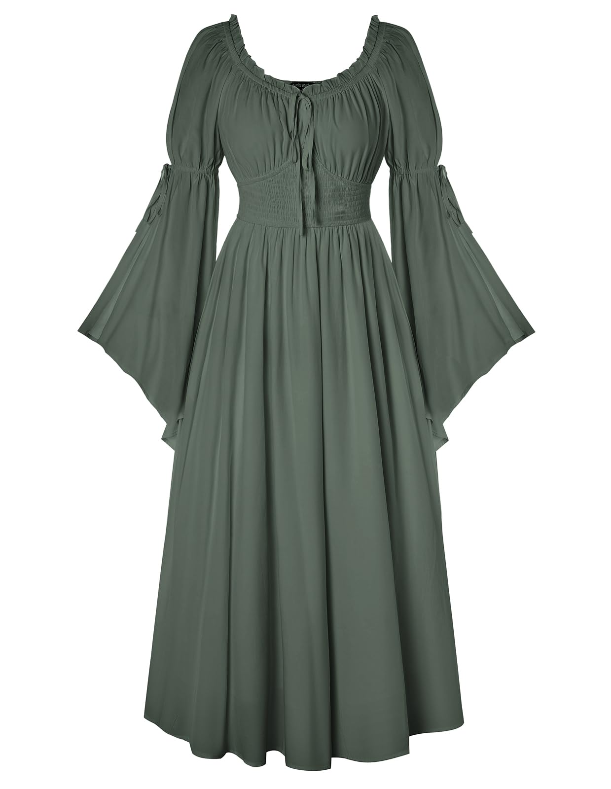 SCARLET DARKNESS Damen Renaissance Kleid Mittelalter Bauernkleid Schulterfrei Lange Glockenärmel Kleider