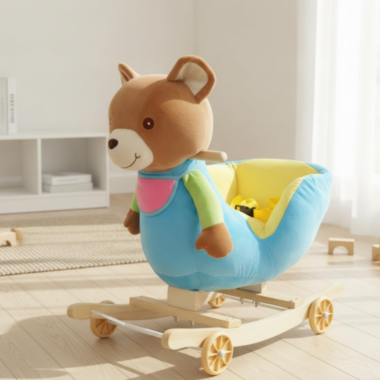 Giocattolo a Dondolo con Musica Musicale, Orso Marrone, 59 Cm