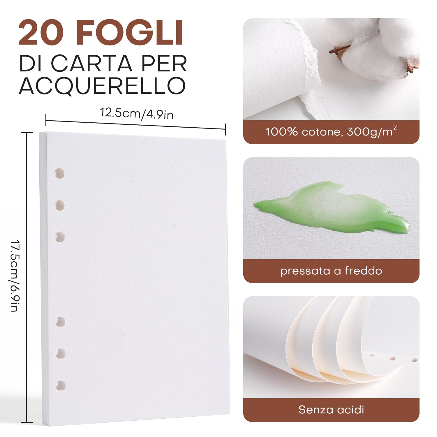 Kit Acquerelli da Viaggio con Sketchbook - 36 Colori, Tavolozza e Pennello da Viaggio, 20 Fogli in Carta 100% Cotone 300 g/m², Copertina in Pelle Vegana, ideale per Urban Sketching, Pittura all'Aperto
