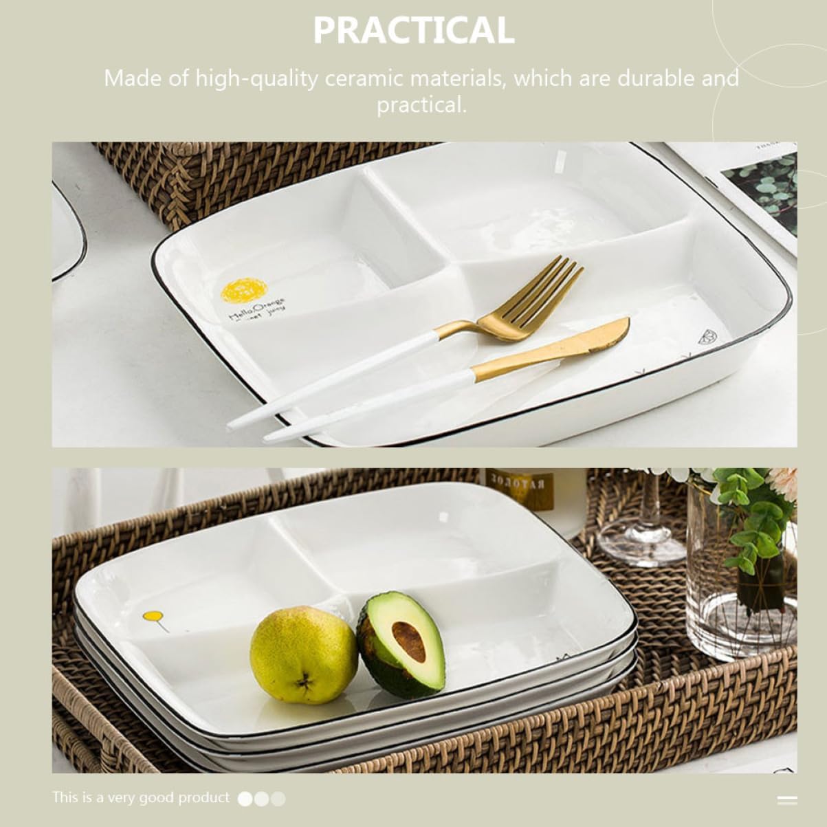 VOSAREA 1pc Serving Platter Plates Dividers Ceramic Display Plate for Family Gatherings