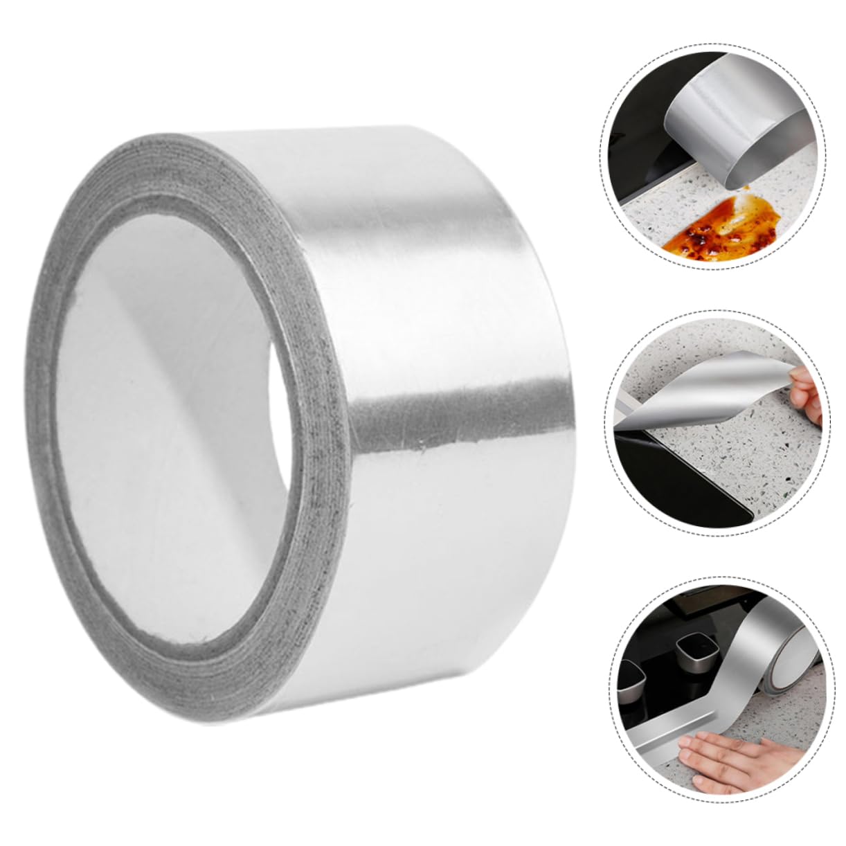 UKCOCO 4rouleaux Ruban Adhésif Aluminium Ruban Aluminium Conducteur Pour Isolation Thermique Et Étanchéité Haute Adhérence Et Protection La Chaleur