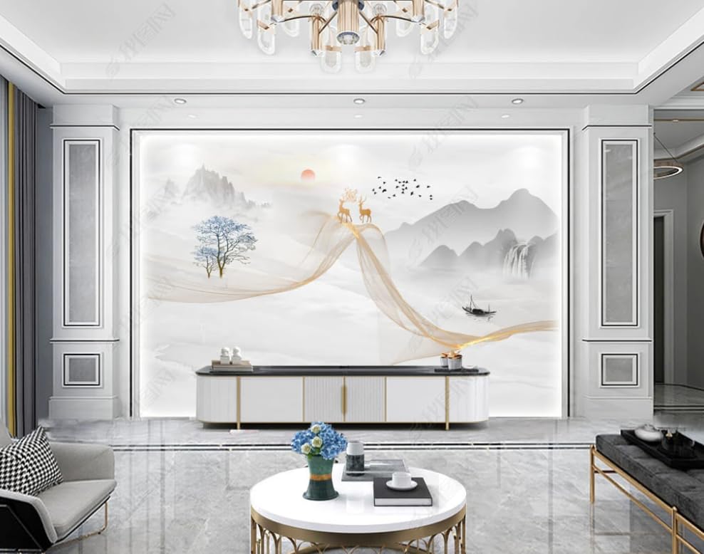 Papier peint intissé paysage chinois poster géant mural salon chambre 300x210