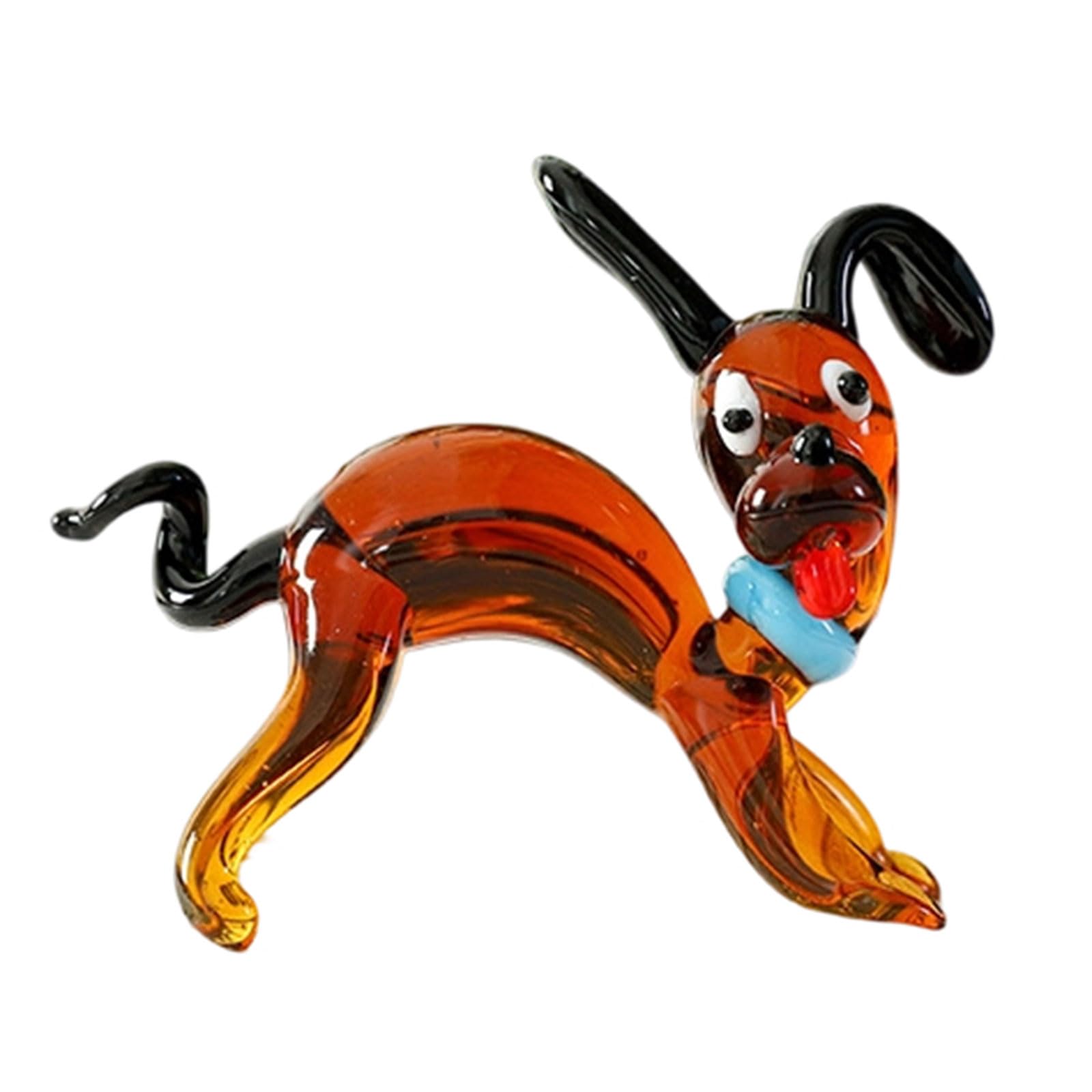 Tsophreniq Delicate Glass Dachshund Statue Decorative Accent Miniature Animal Figurine for Bookshelves and Windowsill Ornament Decorative Glass Dog