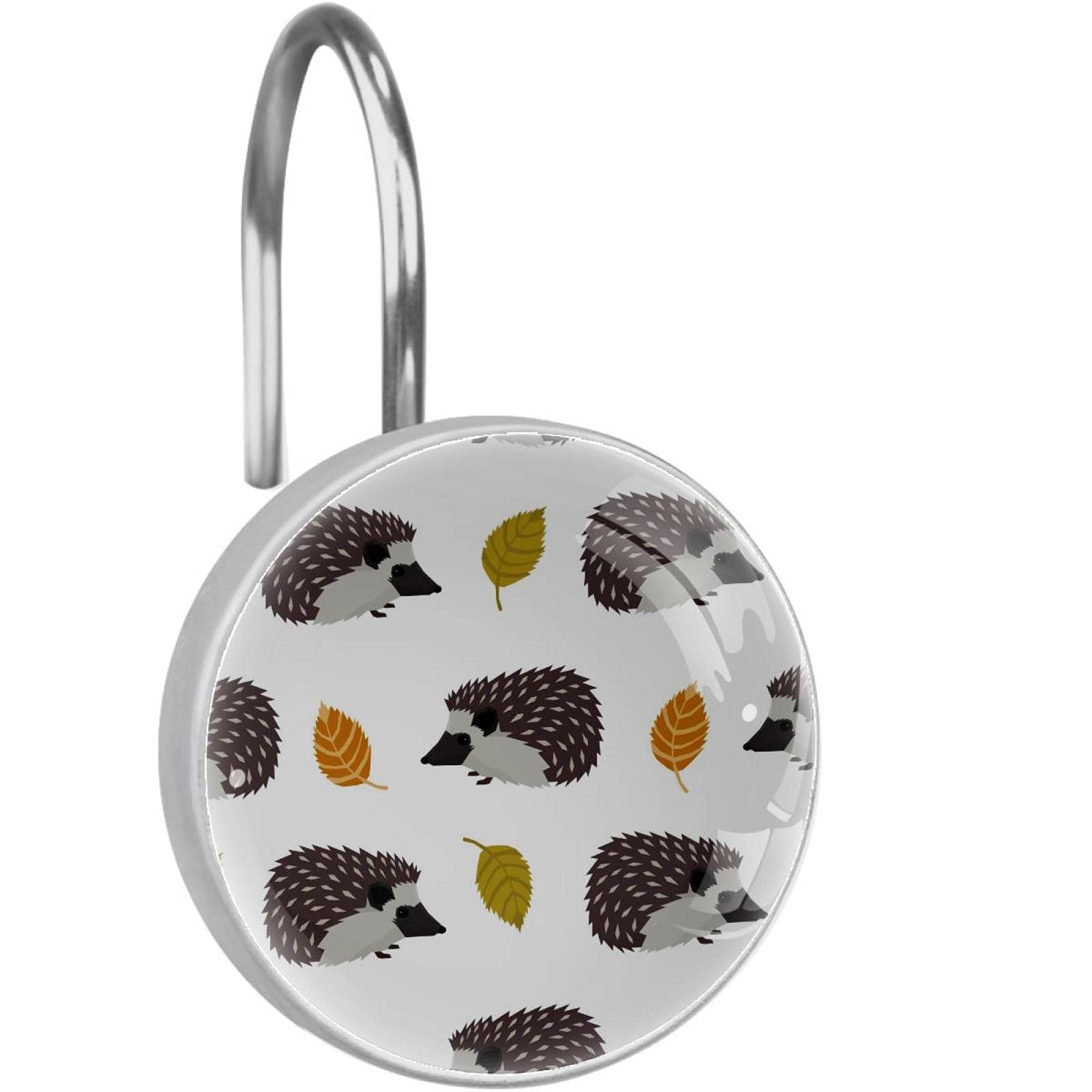 Crochets rideau de douche inox blanc salle de bain anneaux animal