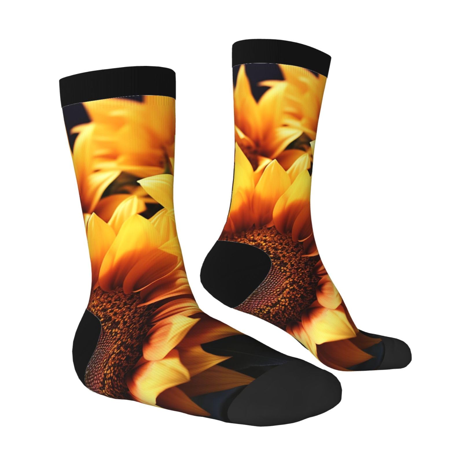 LZQPOEAS Orange Sunflower Wallpaper Athletic Socks Unisex Cushioned Crew Socks Hiking Running Calf Sock Soft Above Ankle Sock