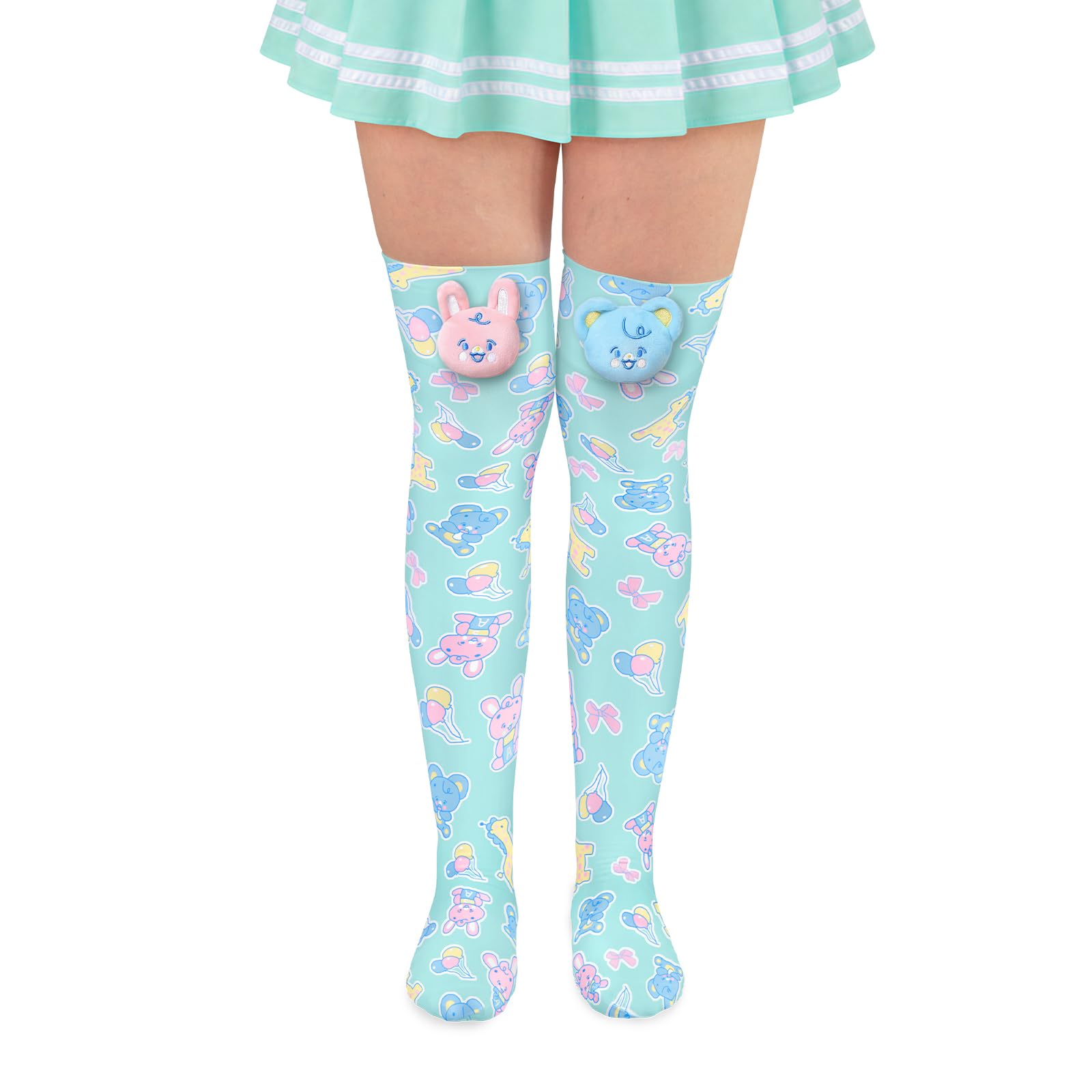 Littleforbig Thigh High Baby Parade Over the Knee Silk Stockings with Stuffies