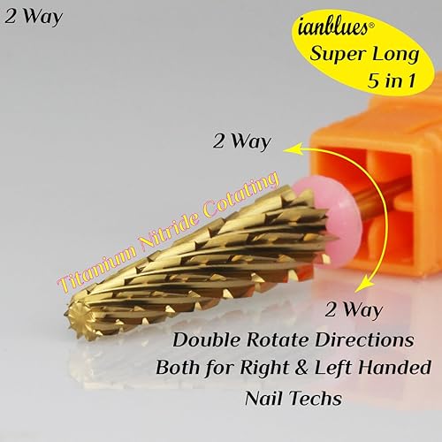 Miniatura 5 de Broca de uñas 5 en 1, edición súper larga, diseño de máquina perforadora para uñas de extensión, uñas acrílicas falsas y geles de uñas normales,