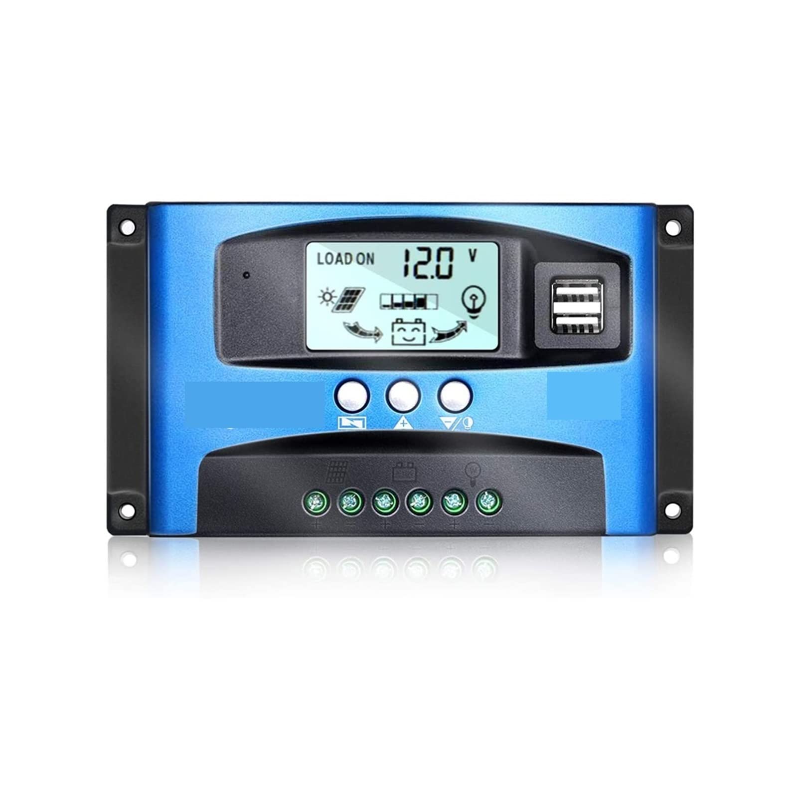 Load Cell, Solar Char Controller MPPT 30A 60A 100A Dual USB LCD Display Auto 12V 24V Cell Panel Charr Regulator with Load(100A)