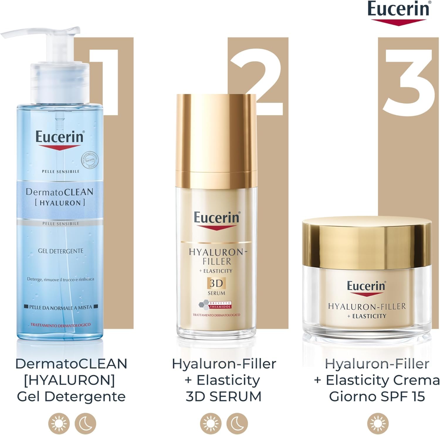 Eucerin Hyaluron-Filler + Elasticity Crema Giorno SPF 15 50 ml, Crema viso antimacchie e antirughe, Formula con Acido Ialuronico elasticizzante e Thiamidol per tutti i tipi di pelle