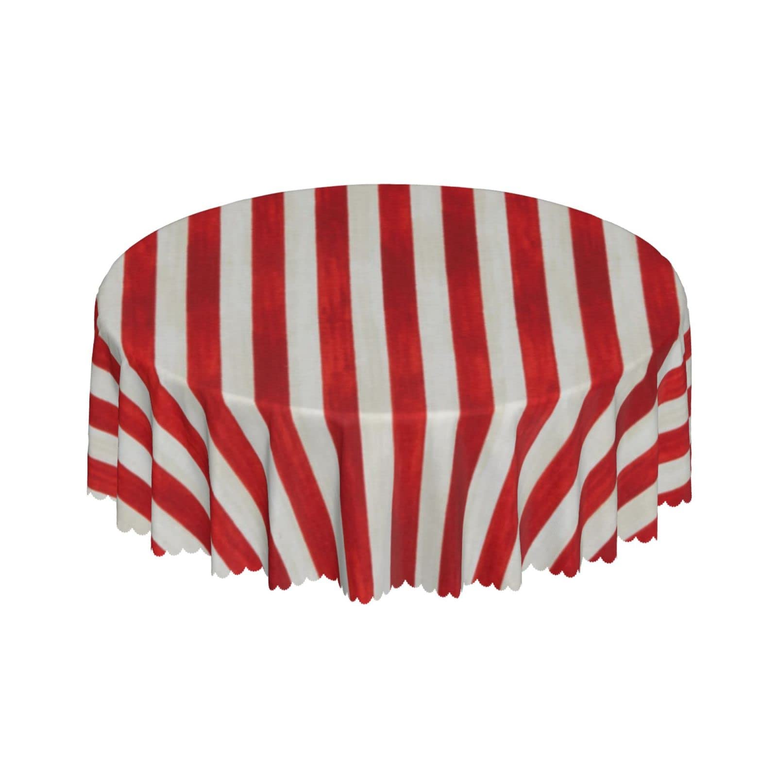 Lsjuee Patriotic Stripe Red Round Tablecloth 60 Inch Printed Washable Tablecloth for Dining Party Holiday Fall Home Decorative
