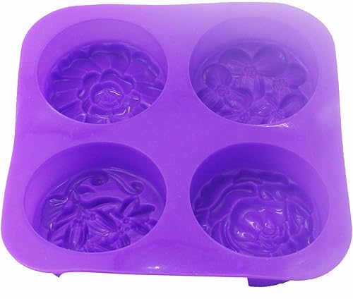 Miniatura 6 de X-Haibei Molde de silicona de jabón de baño de círculo redondo de flores mixtas que hacen suministros de proceso en