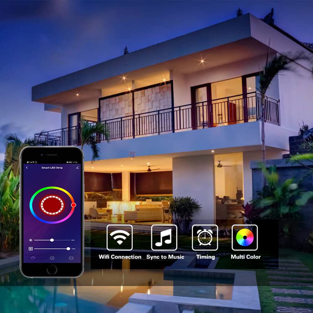 8m Luz de Neón Flexible de 12 V Tira LED RGB Impermeable con Sincronización de Música de Controlador WiFi Remoto Regulable, APLICACIÓN Smart Life Trabaja con Alexa Google Assistant SmartThing