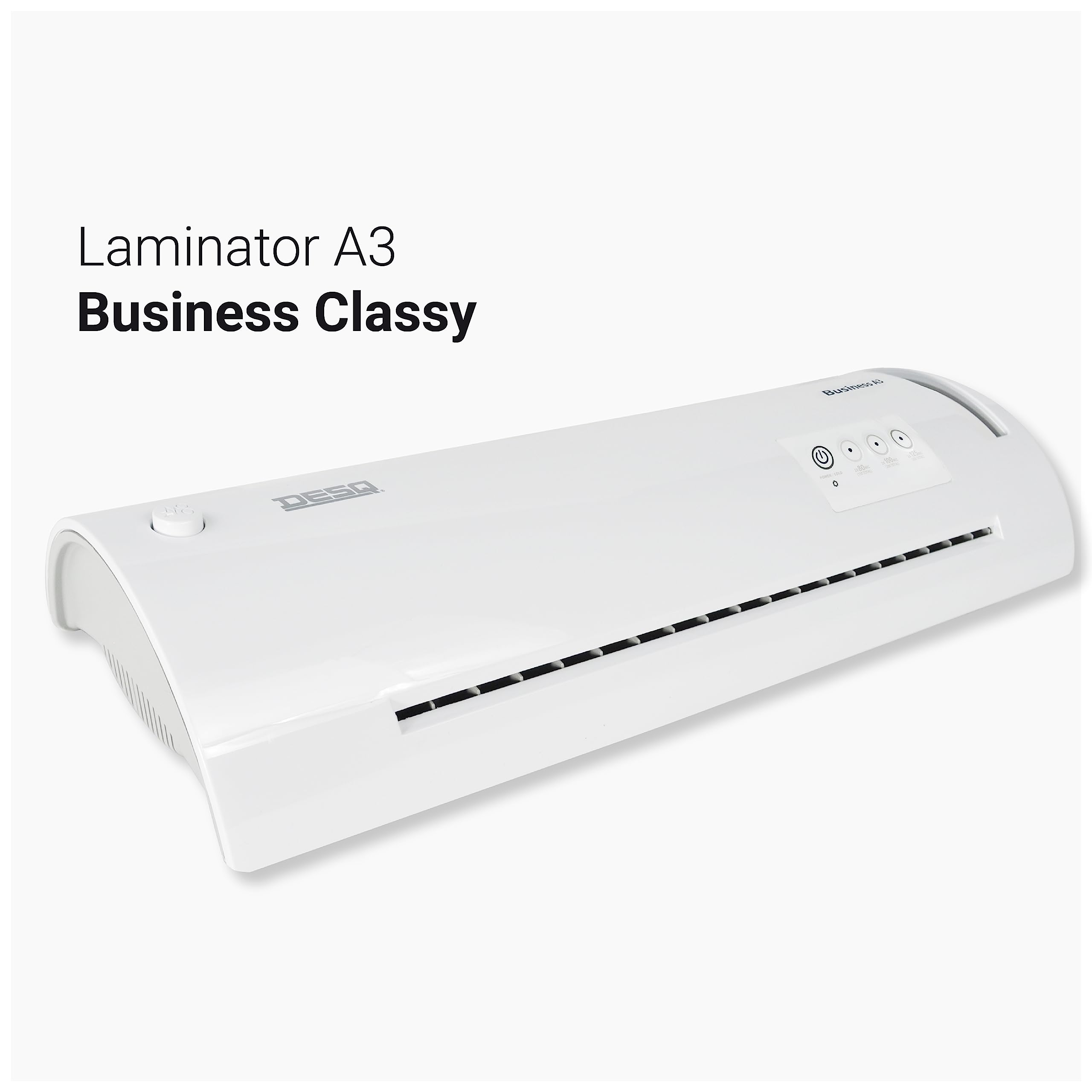 DESQ Plastificatrice A3 Bussiness Classy, per 75-125 micron, Jam Free, 30 sec. Tempo di preriscaldamento, ad alta velocità, per ufficio e scuola