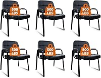 Vista 19 de CLATINA Silla de cuero para oficina, sala de espera, con base de trineo, silla de recepción sin ruedas con reposabrazos y soporte de madera, sillón