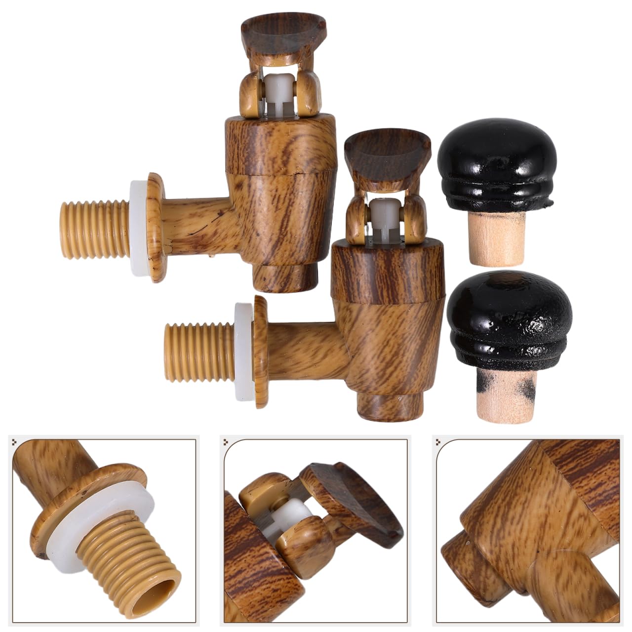 iplusmile Set di 2 rubinetti per fusti di birra in legno, plastica e rubinetti di ricambio per secchio di vino