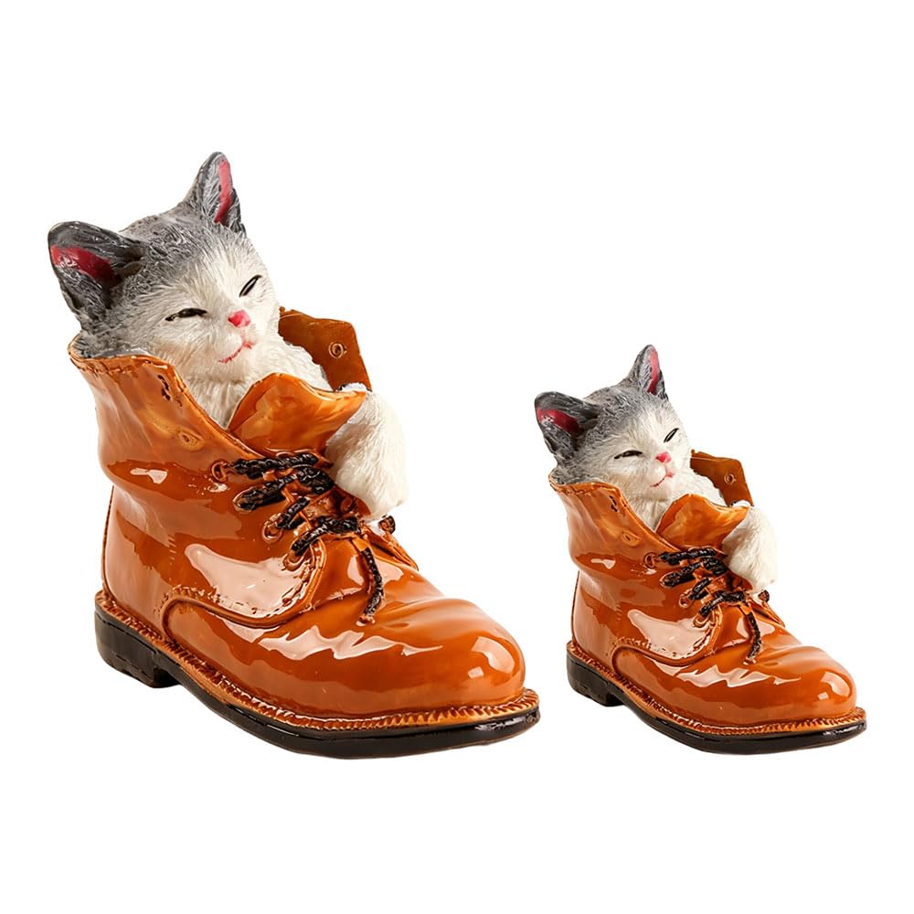 Jehoshaphat Aurichalceous 2Pcs Resin Sleeping Kitten Figurines Chibi Mini Cat Statues Desktop Ornament Gifts For Feline Enthusiasts