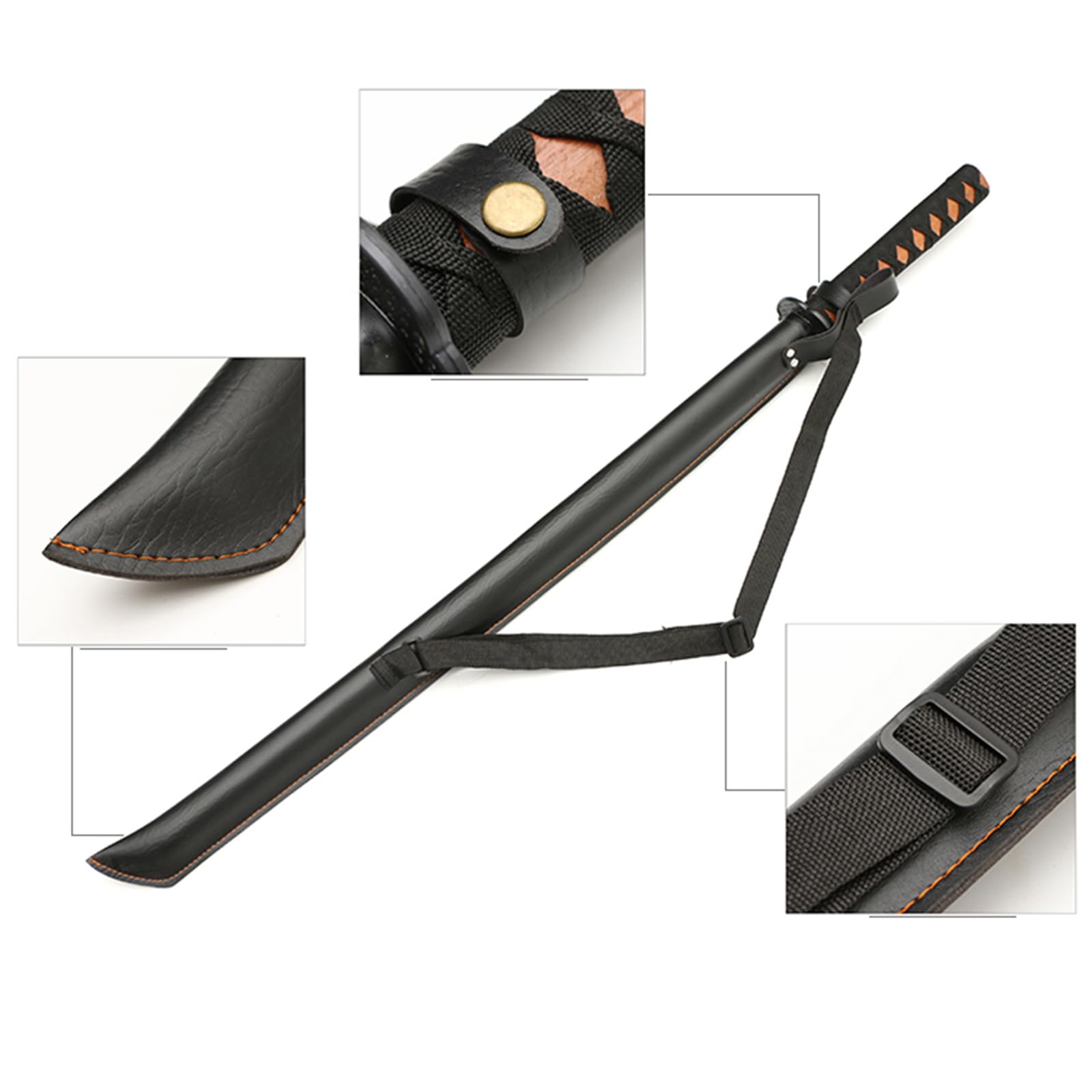 Sabres de Kendo d'entraînement en Bois de 100 cm,Bokken Fait Main avec Fourreau en Cuir,Katana en Bois pour entraînement,Cosplay,fête,Spectacle,Cadeau