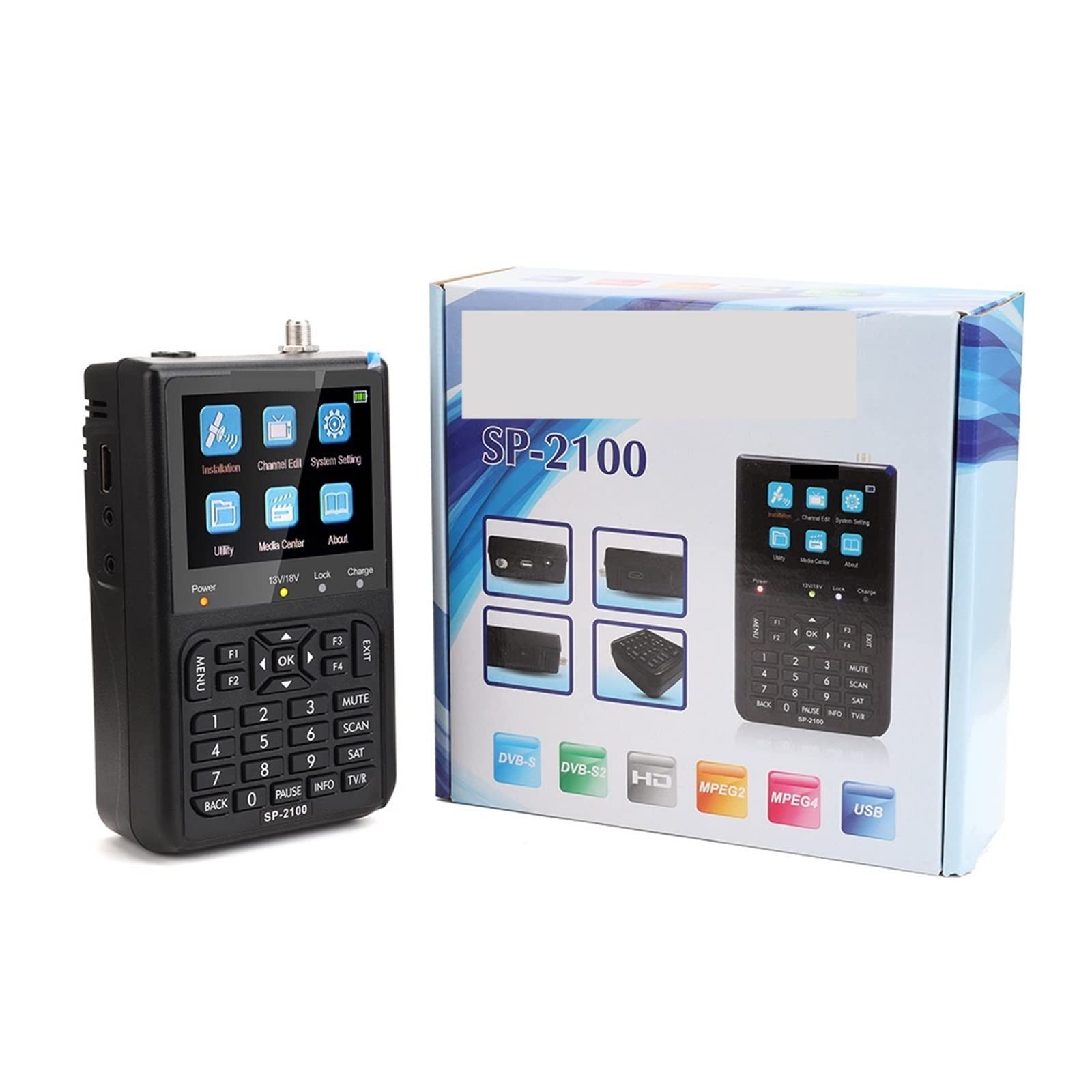 Buscador de señal satelital, Buscador De Satélite, SP-2100 HD Sat DVB S/S2 Satfinder MPEG-2/4 Medidor Digital con Pantalla LCD 3,5 Pulgadas PK WS 6906 para Uso Flexible(Without Blacklight)