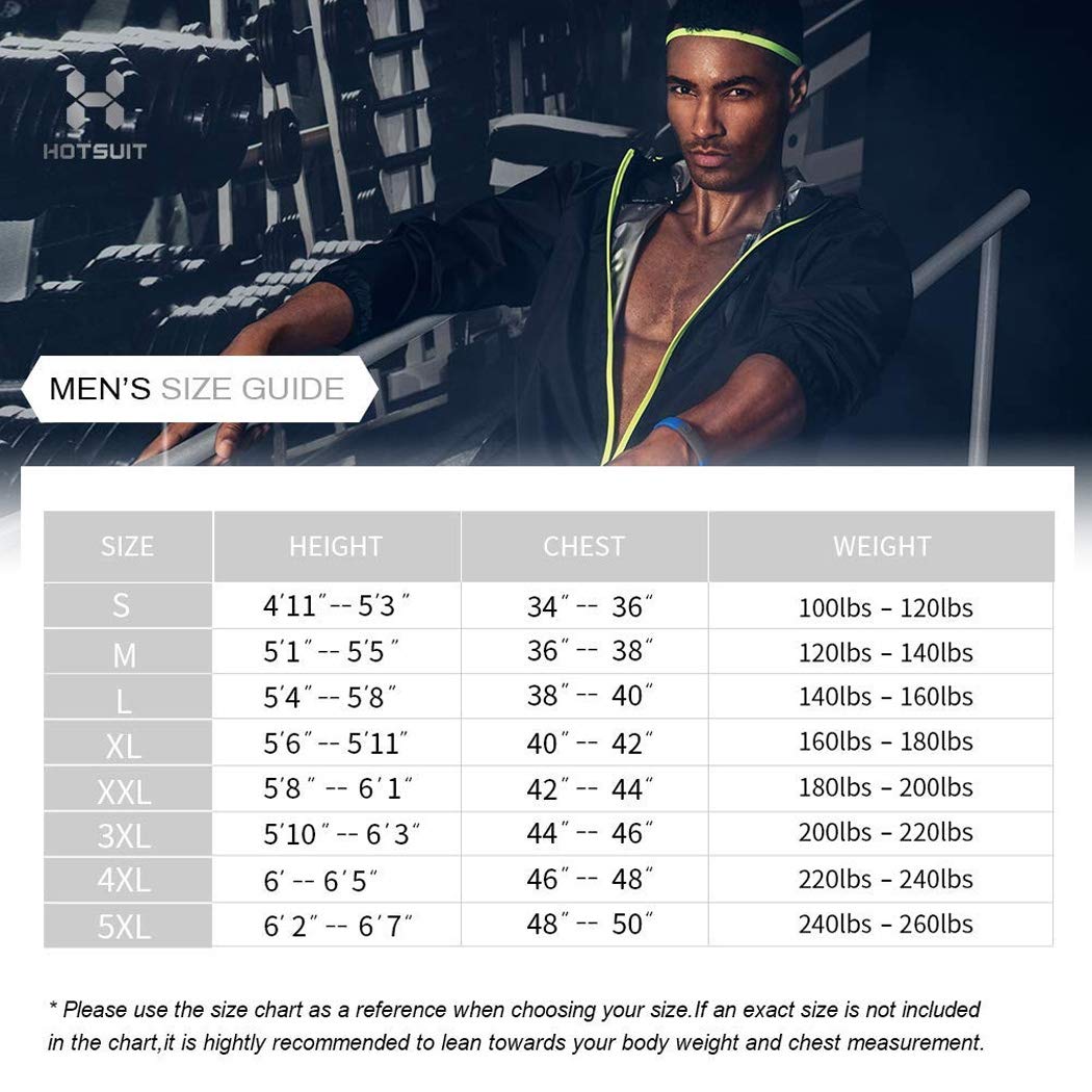 HOTSUIT Sauna Suit Men Anti Rip Sweat Suits Gym Jamaica