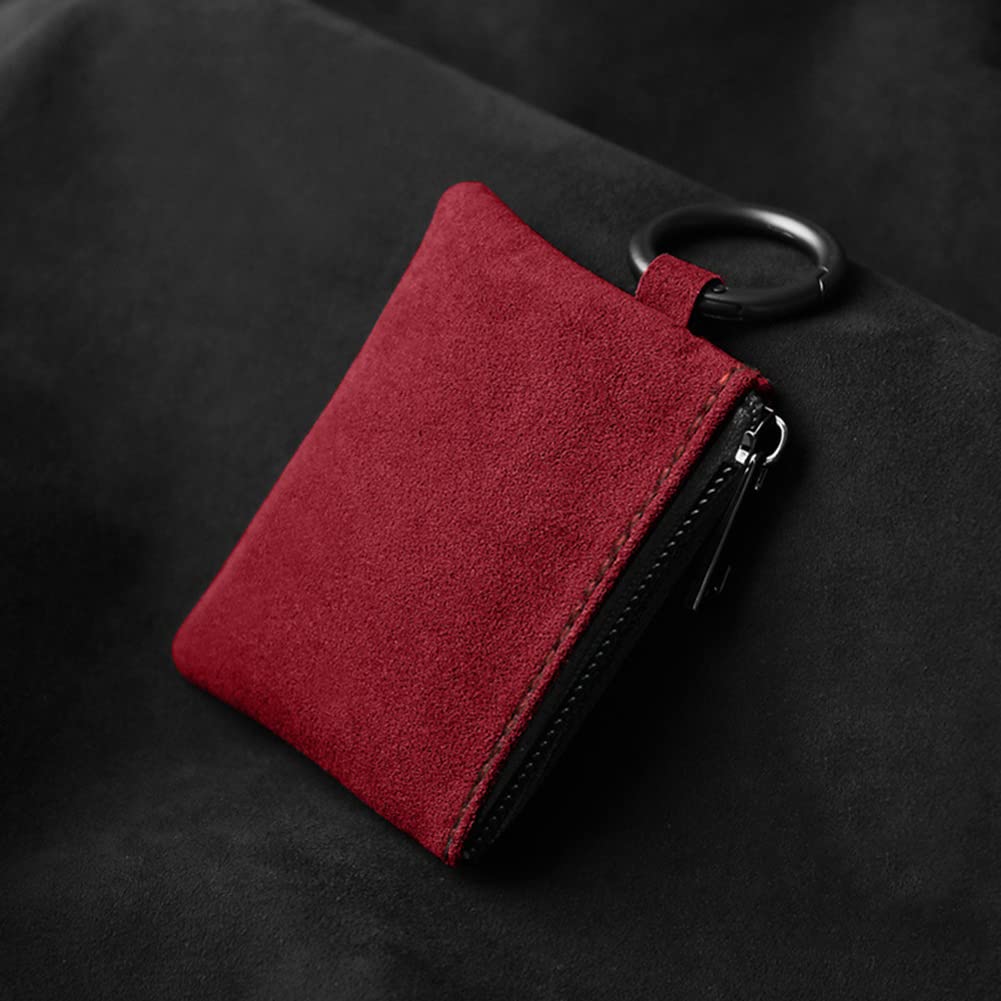 VAWcornic 2-pack Faraday-tas Echt leer Bovenlaag koeienhuid | Autosleutel Signaalblokkering Zakje | Sleutelloze autosleutelset | RFID-blokkeertas voor autobeveiliging | Faraday Pouch voor autosleutels - rood