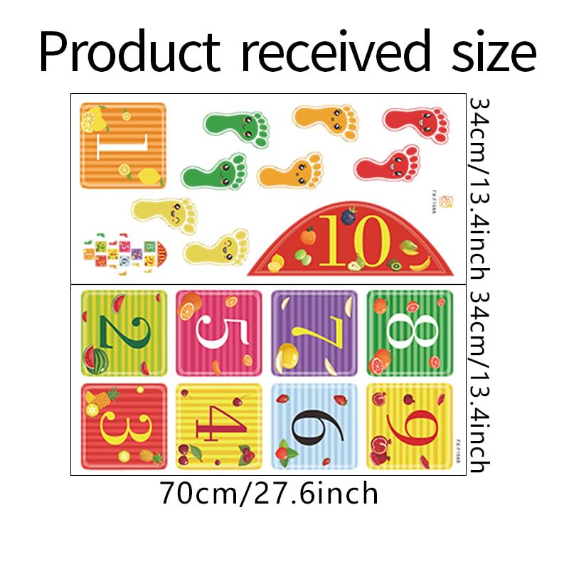 MAAGHI Number Hopscotch Game Floor Decor Stickers, Creative Cartoon Decoration Wallpaper Sticker, DIY Digital Grid Game Wall Decor for Baby Kids Room Bedroom (Red) 2