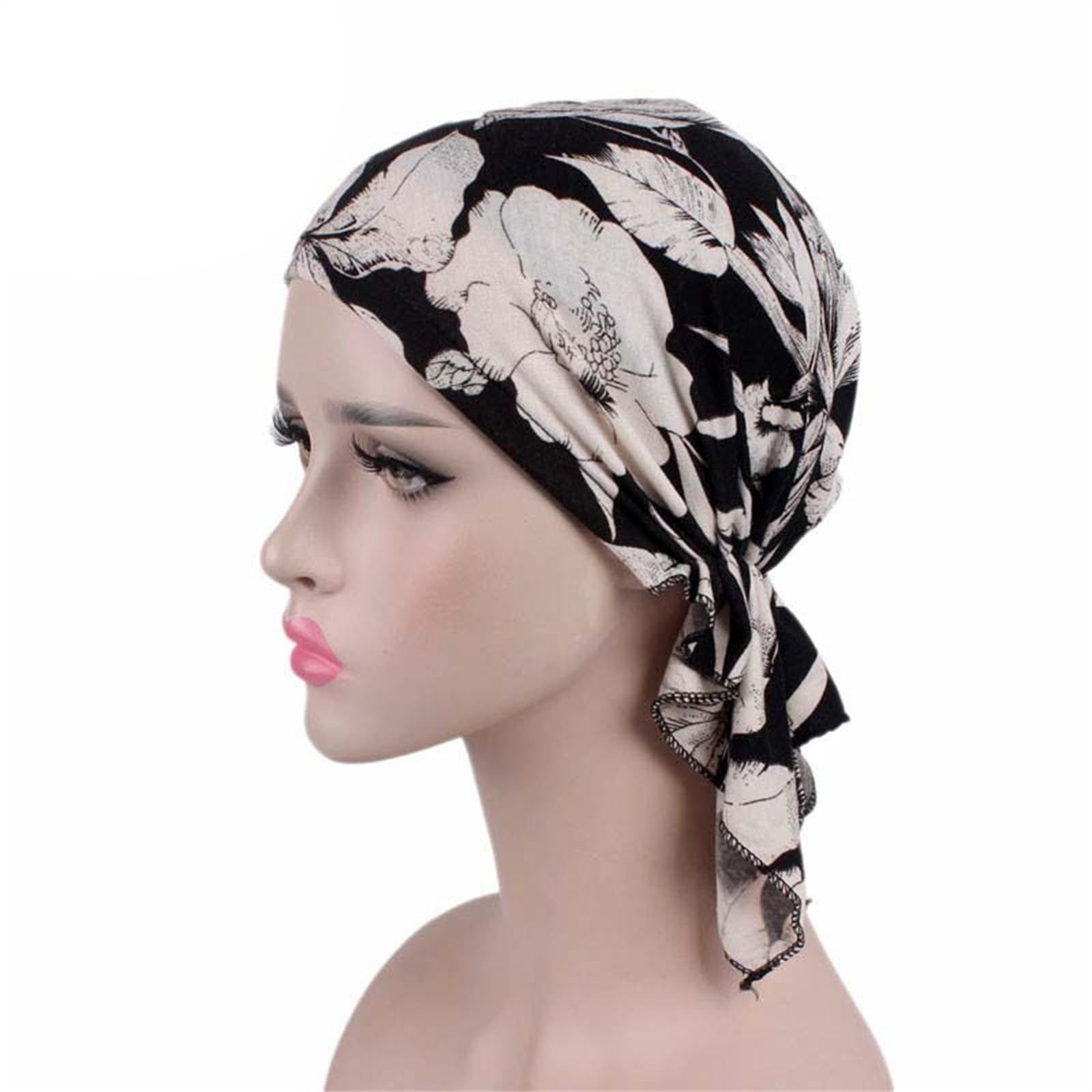 MICFENY Stretchy Printed Chemo Hat Soft Headscarf Turban Hat For Sensitive Scalp Muslims Headwear And Patients Daily Use