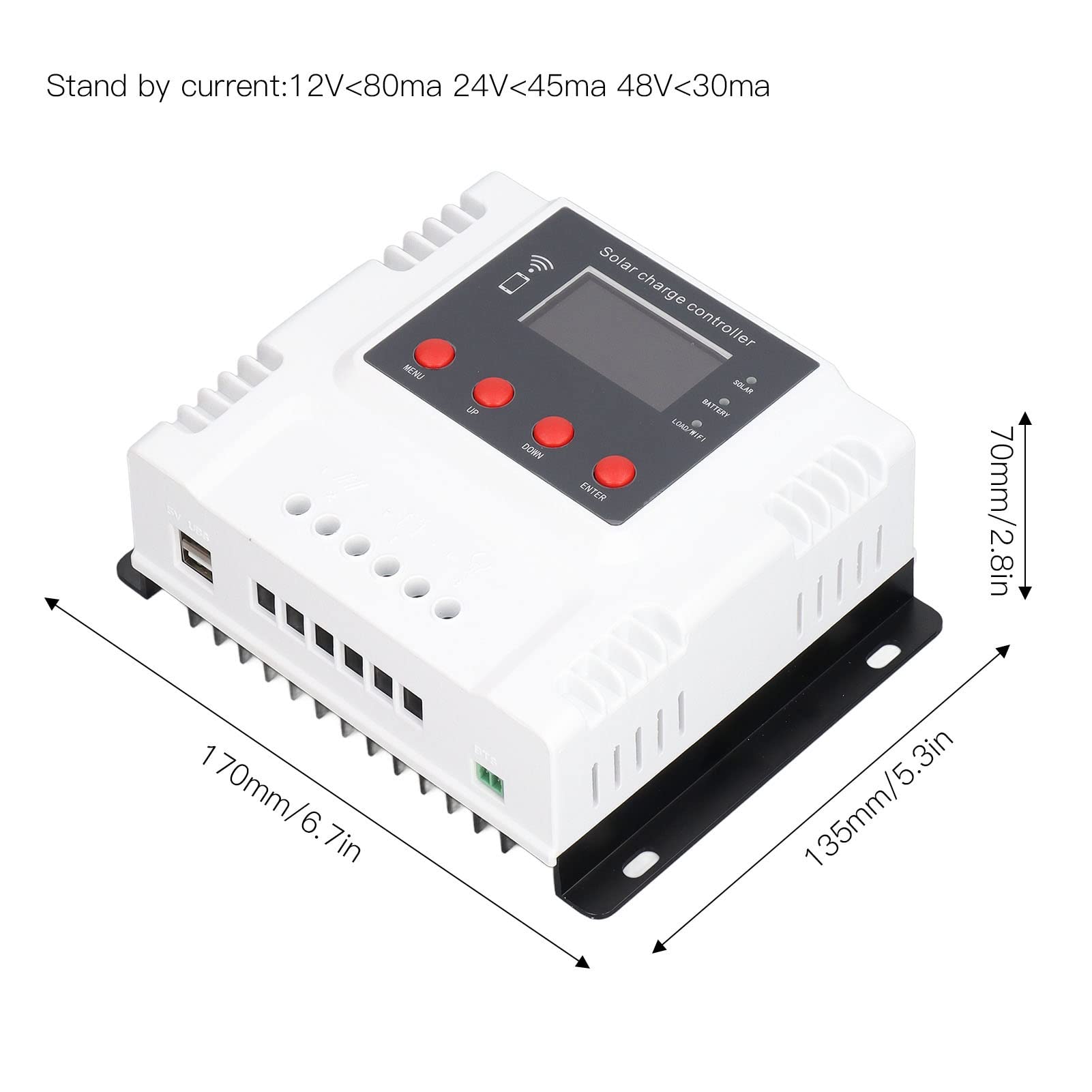 Oumefar PV-Leistungsregler, Digital, Hochleistungsfähig, 12 V, 24 V, 48 ,